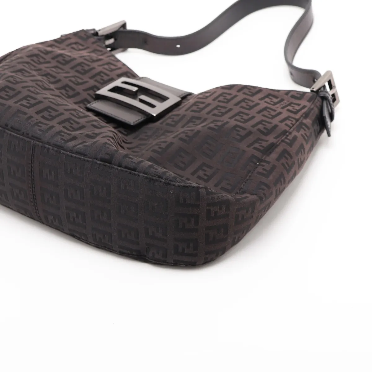 Zucchino Canvas x Leather Shoulder Bag, Brown — view 3