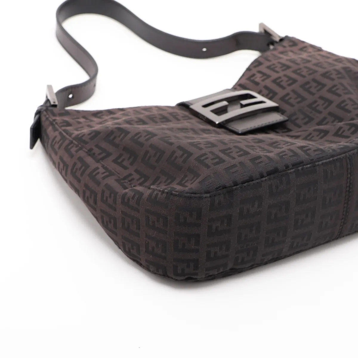 Zucchino Canvas x Leather Shoulder Bag, Brown — view 4