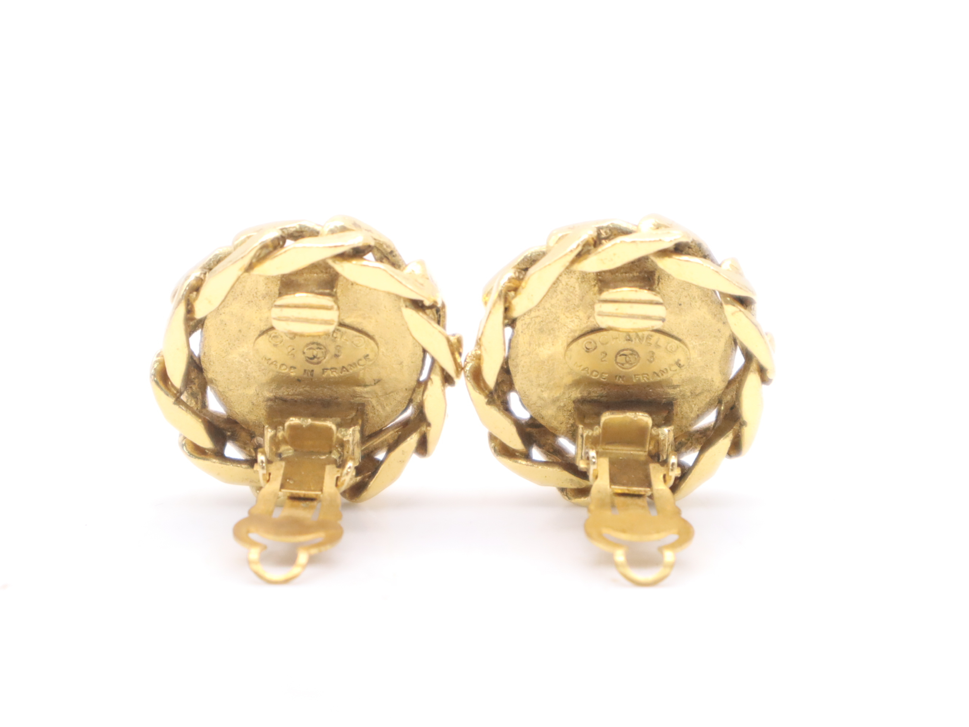 GP Coco Mark Rhinestone Earrings, Gold, with Box — view 2