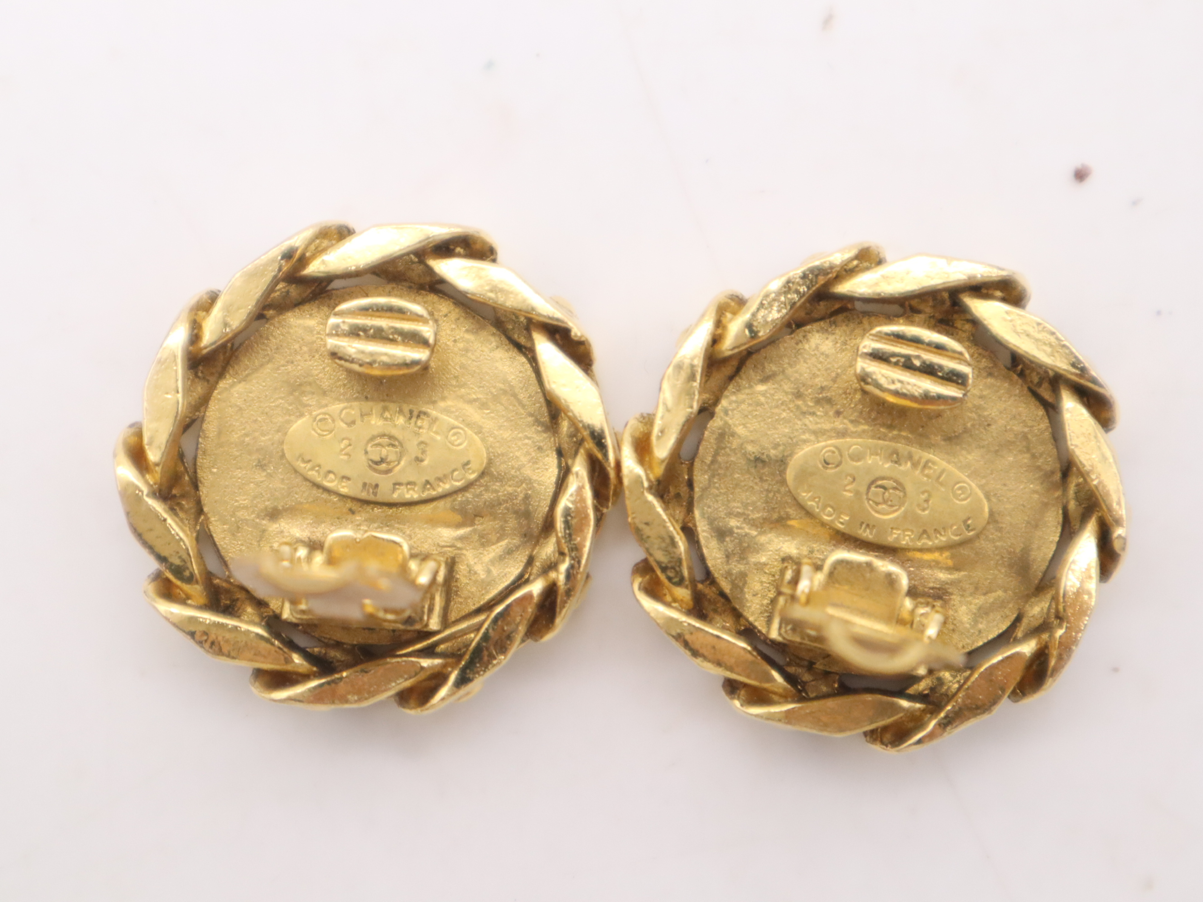 GP Coco Mark Rhinestone Earrings, Gold, with Box — view 6