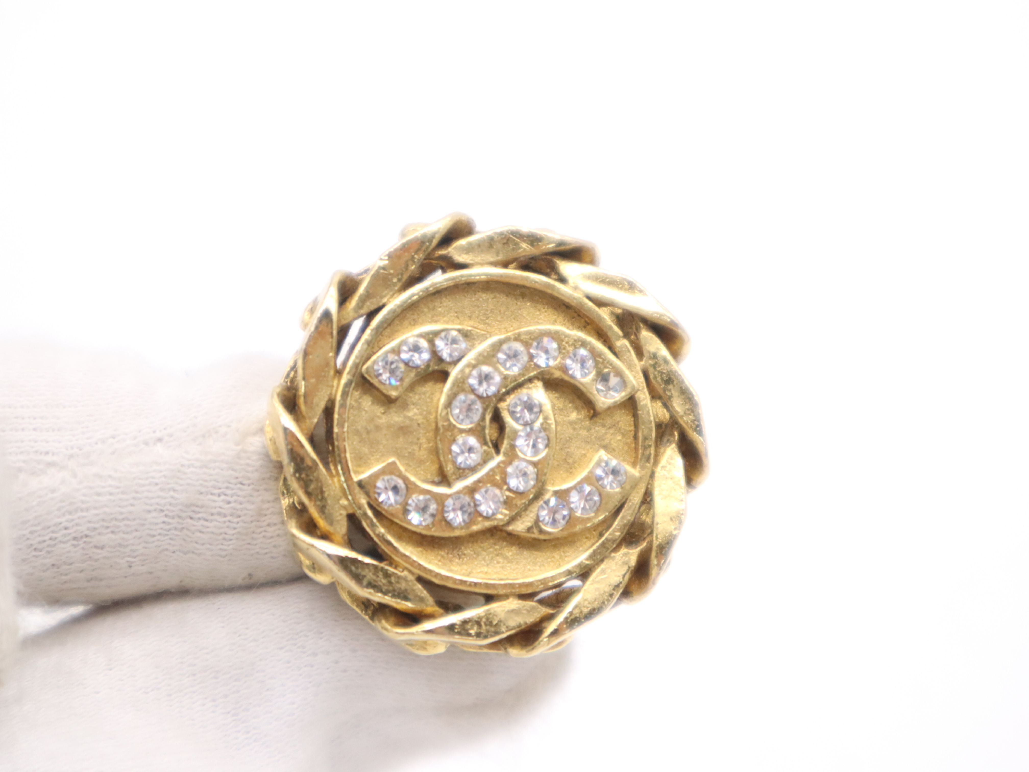 GP Coco Mark Rhinestone Earrings, Gold, with Box — view 8