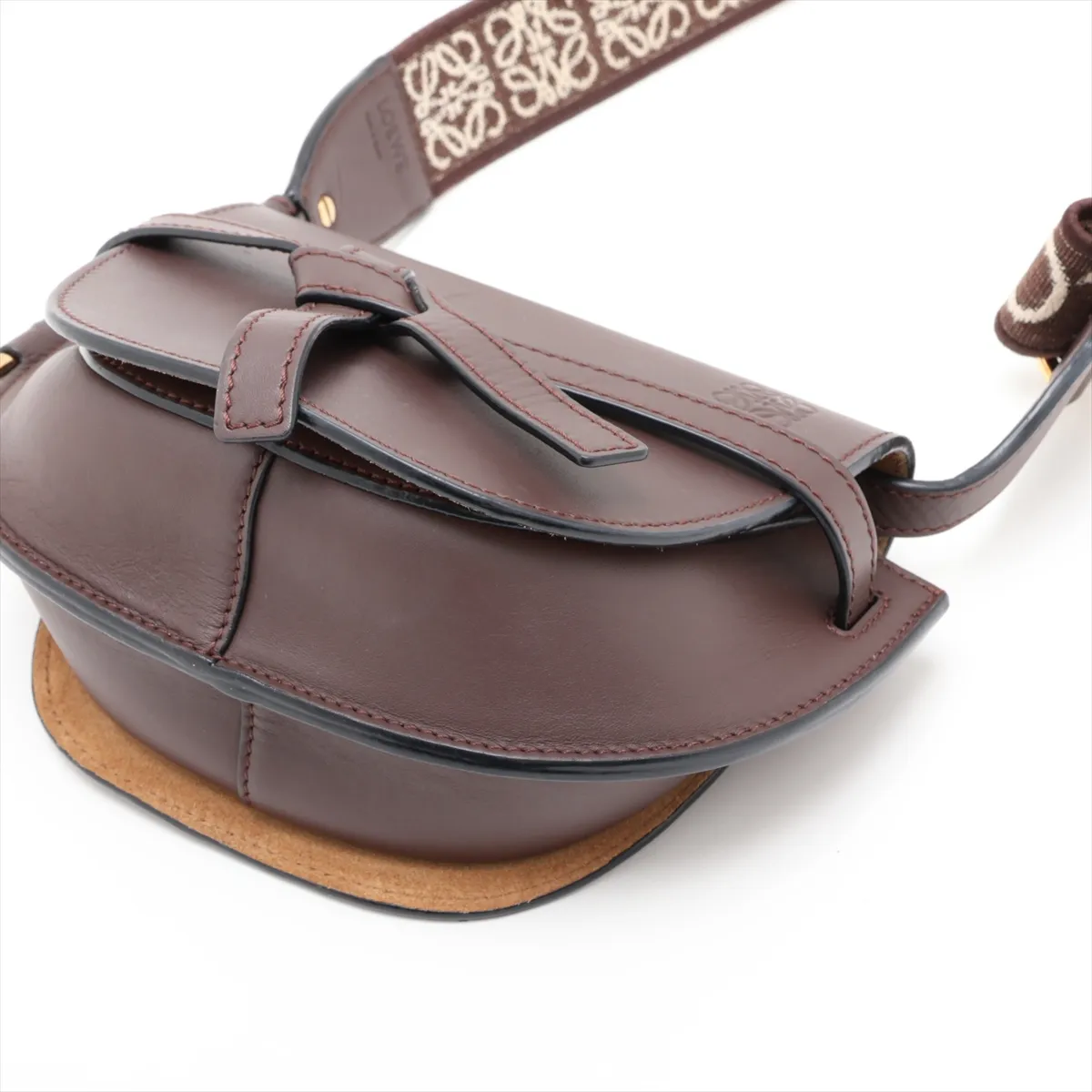 Gate Dual Mini Leather Shoulder Bag, Brown — view 3