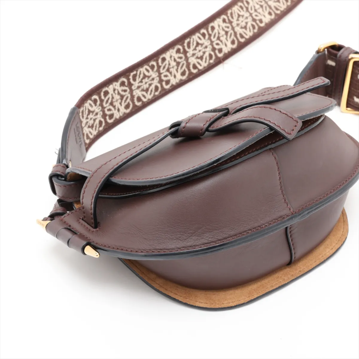 Gate Dual Mini Leather Shoulder Bag, Brown — view 4