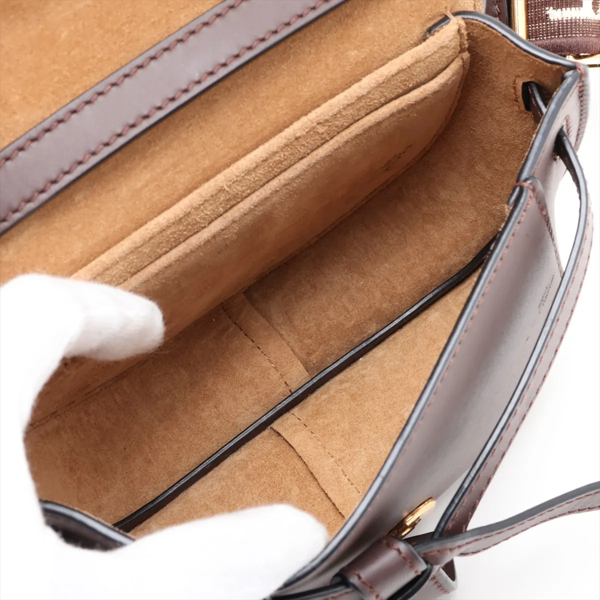 Gate Dual Mini Leather Shoulder Bag, Brown — view 6