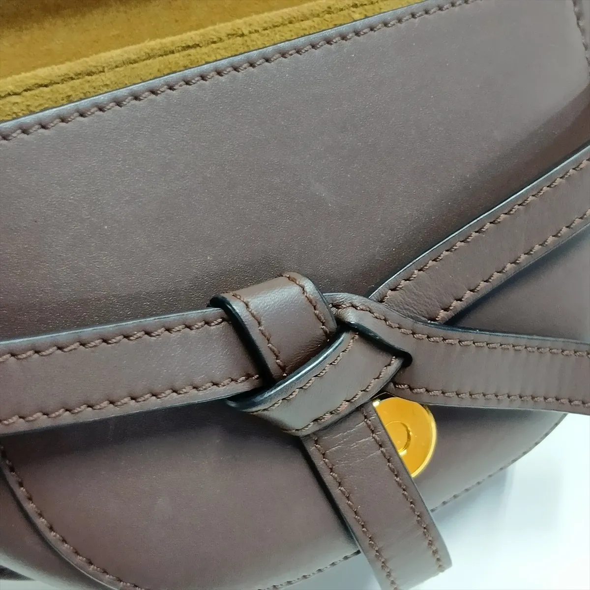 Gate Dual Mini Leather Shoulder Bag, Brown — view 10