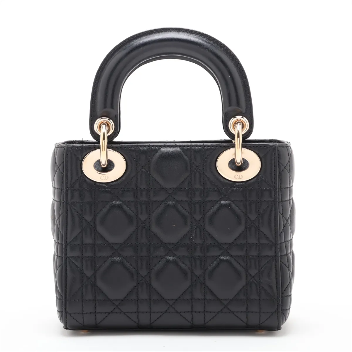 Cannage Lady Dior Mini Leather 2-Way Handbag, Black — view 2