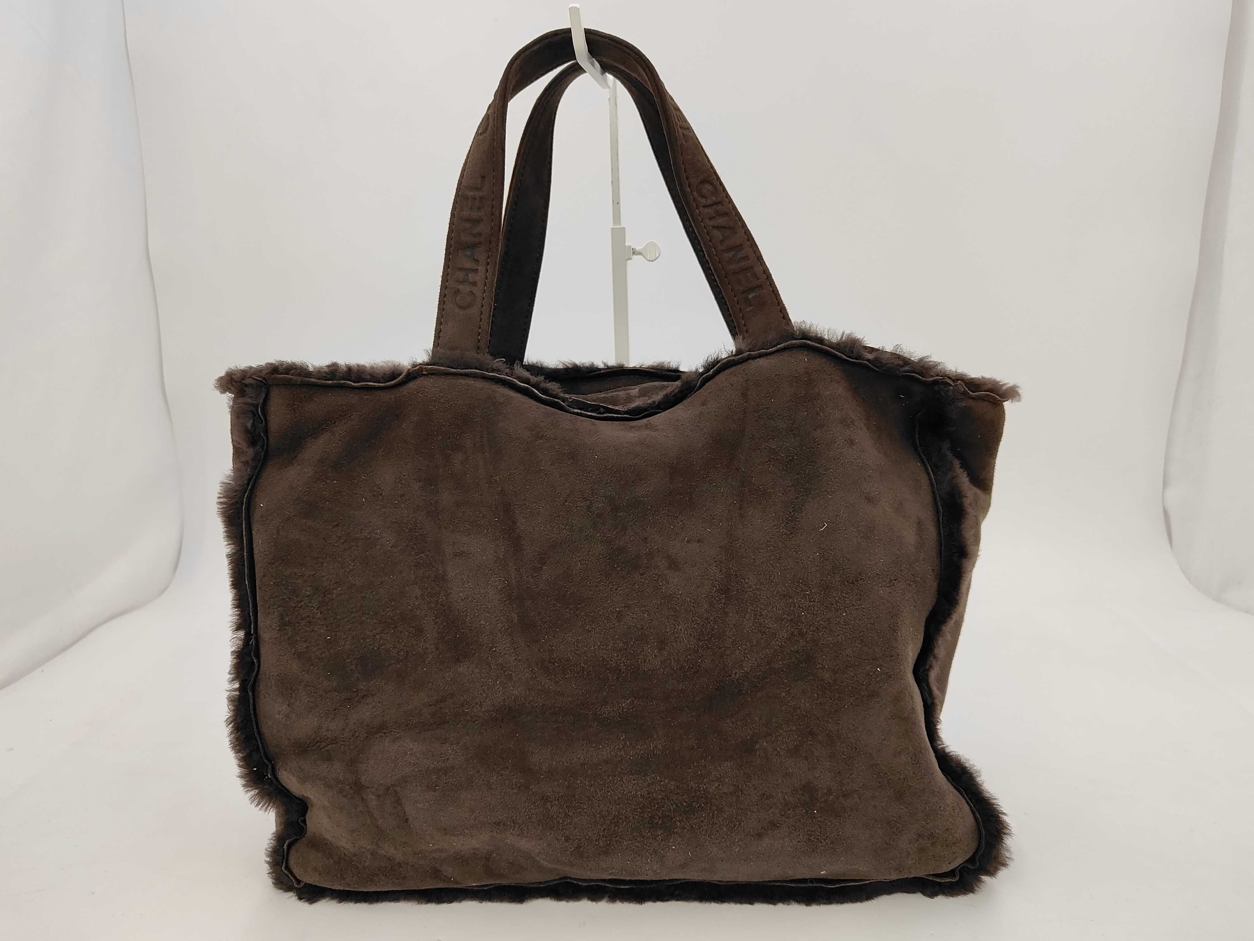 Shearling Tote Bag, Brown, with original seal.