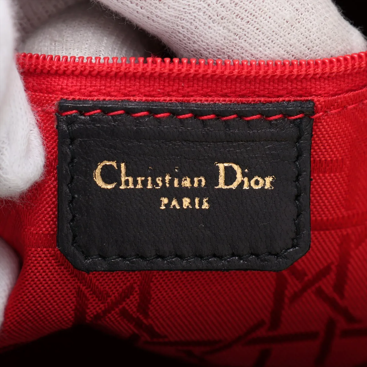 Lady Dior Cannage Leather Handbag, Black — view 9
