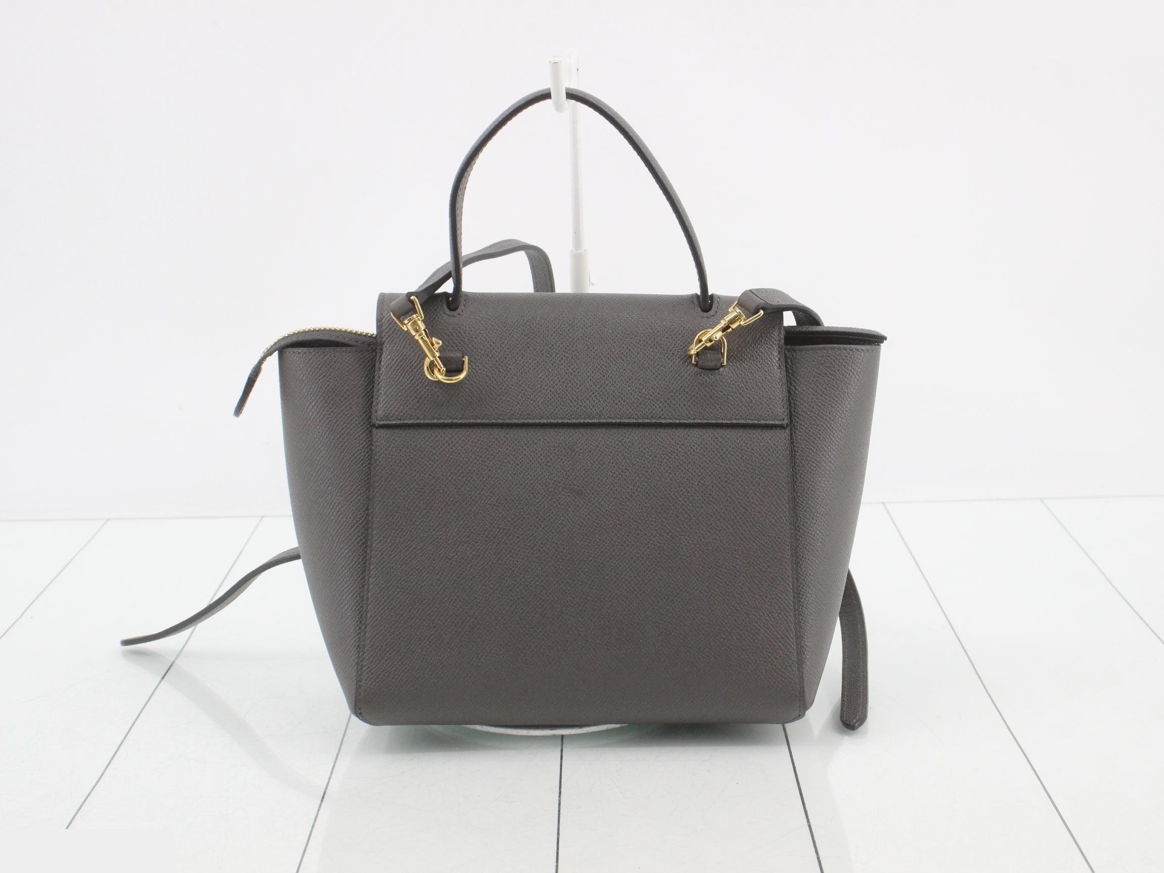 Leather Belt Bag Nano 2-Way Handbag, Gray — view 2