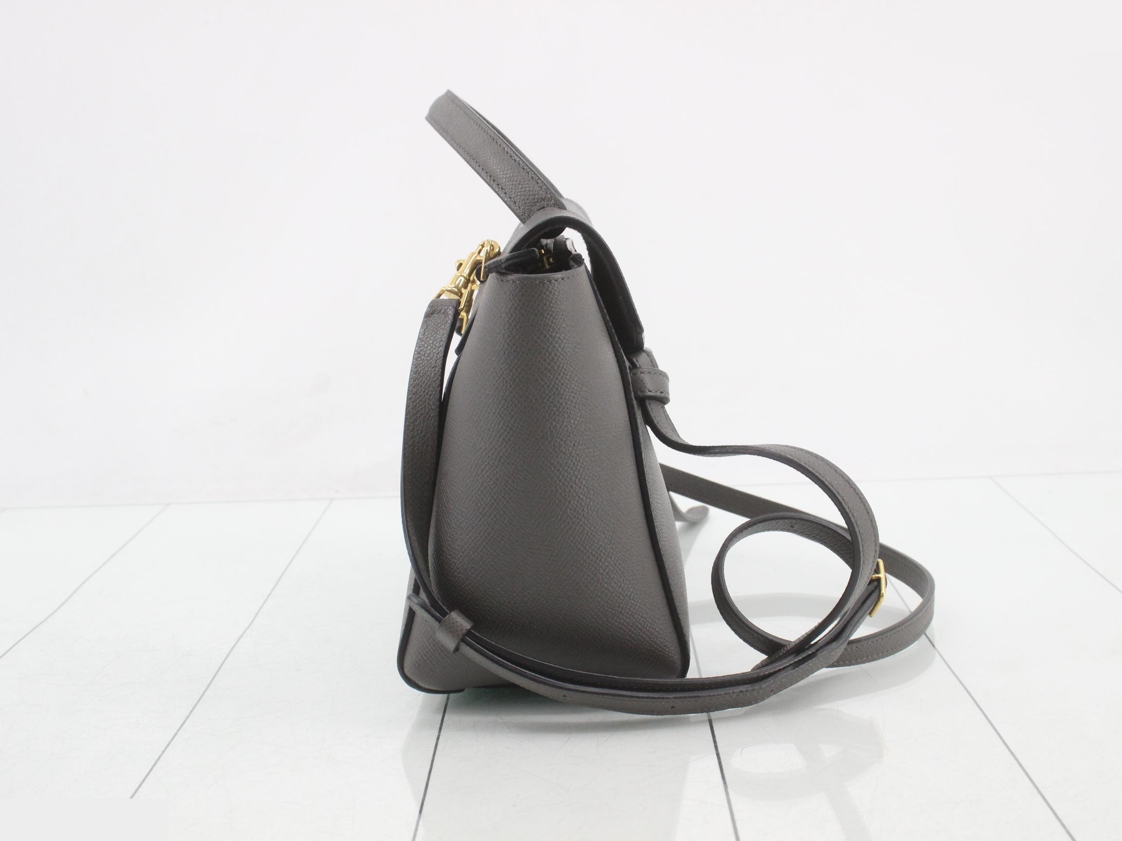 Leather Belt Bag Nano 2-Way Handbag, Gray — view 4