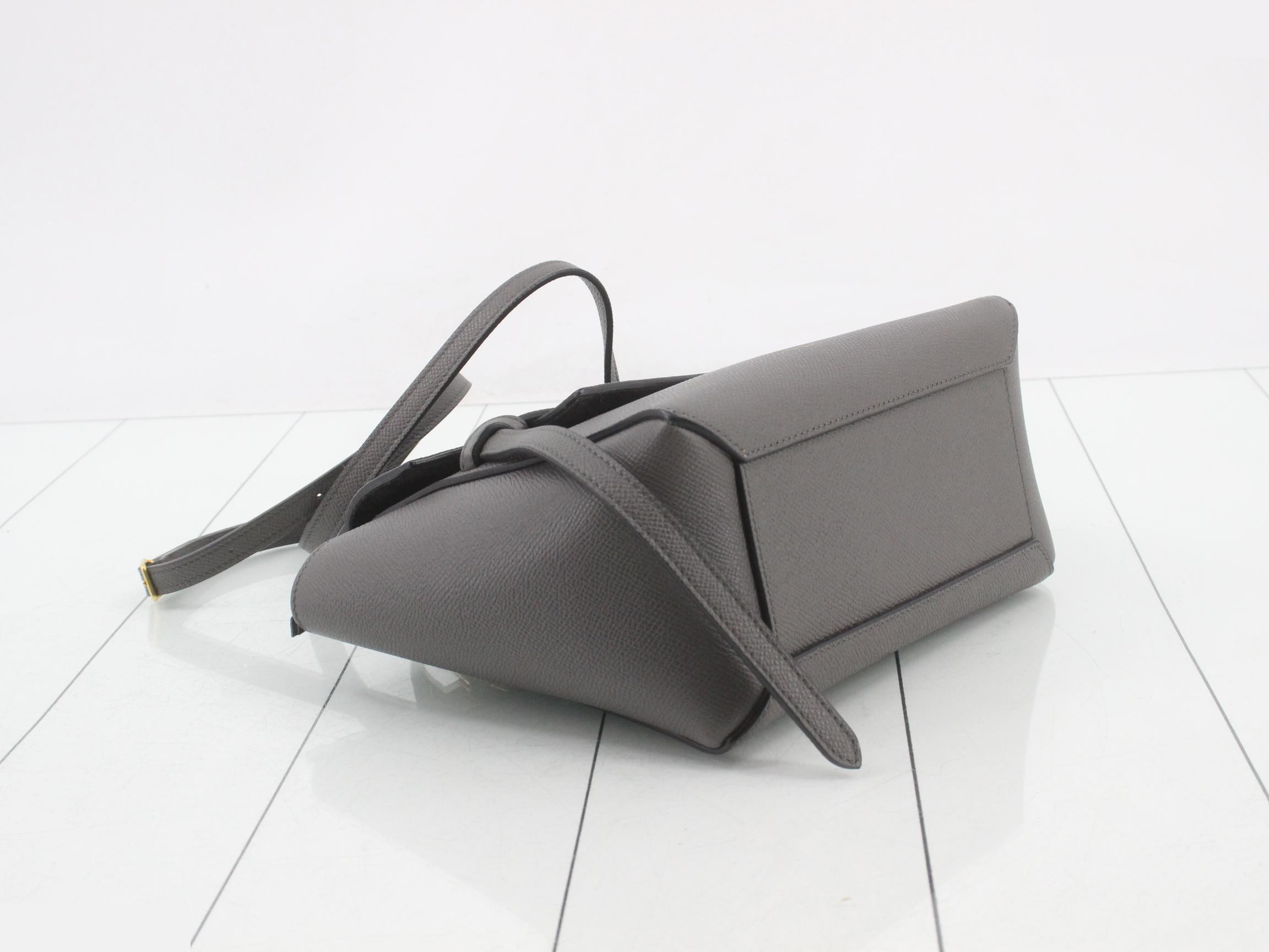 Leather Belt Bag Nano 2-Way Handbag, Gray — view 5