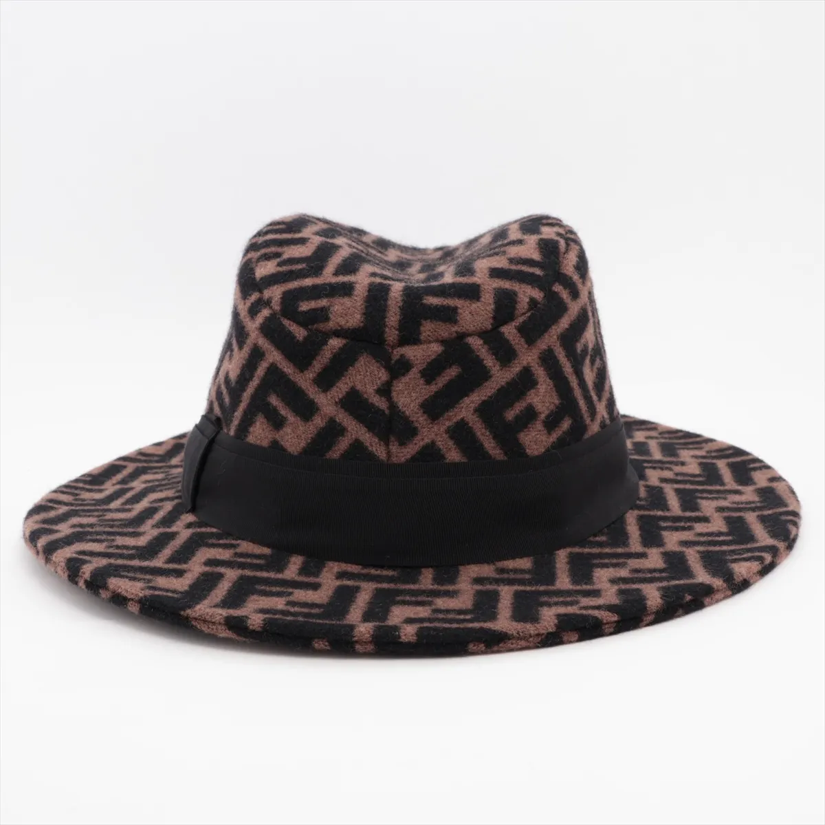 FXQ645 Zucca Hat, Size M, Wool x Cashmere, Brown, — view 3