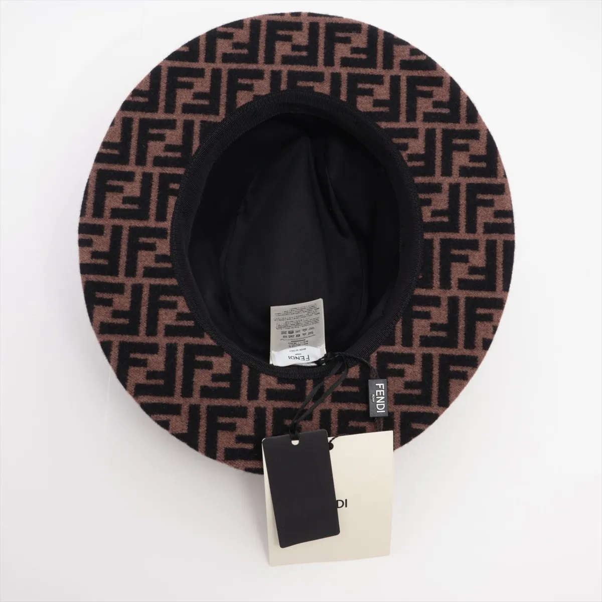 FXQ645 Zucca Hat, Size M, Wool x Cashmere, Brown, — view 4