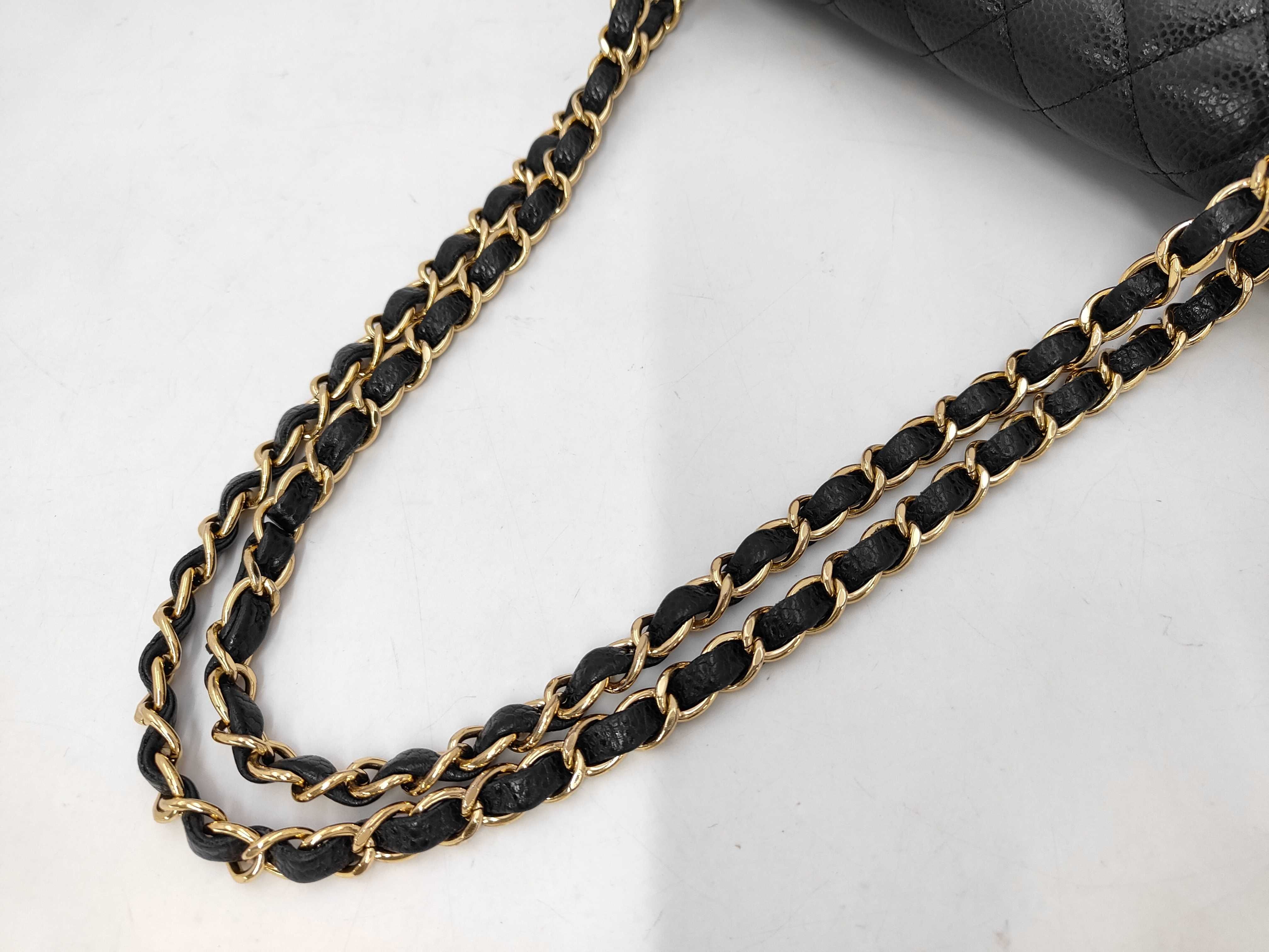 Caviar Skin Matelassé Double Flap Chain Shoulder Bag (Serial Number 24) with original seal and dust bag. — view 3