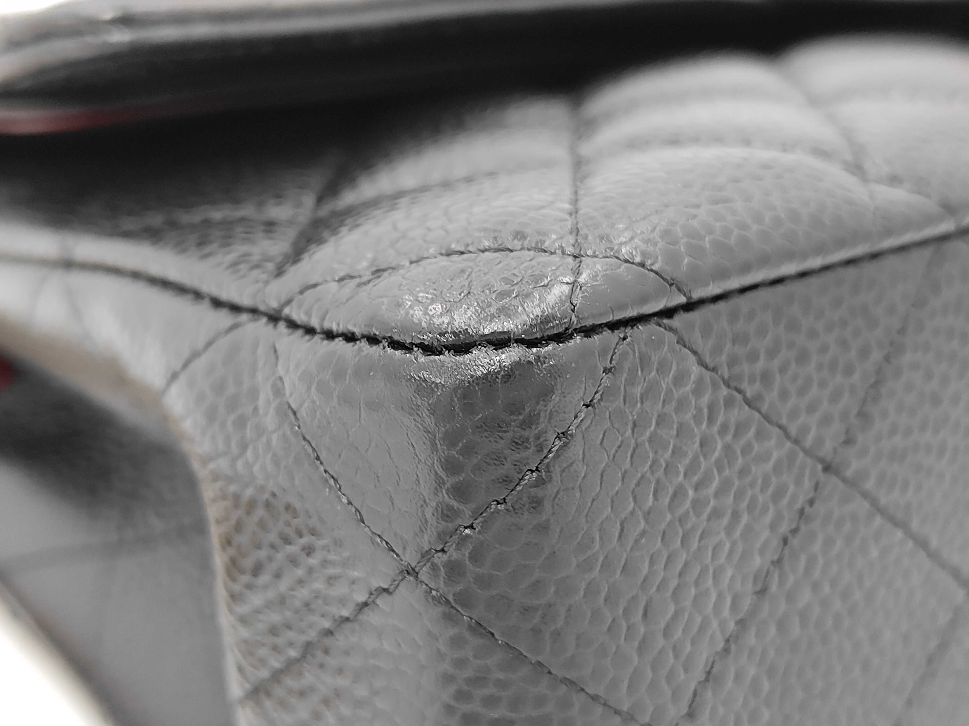 Caviar Skin Matelassé Double Flap Chain Shoulder Bag (Serial Number 24) with original seal and dust bag. — view 5