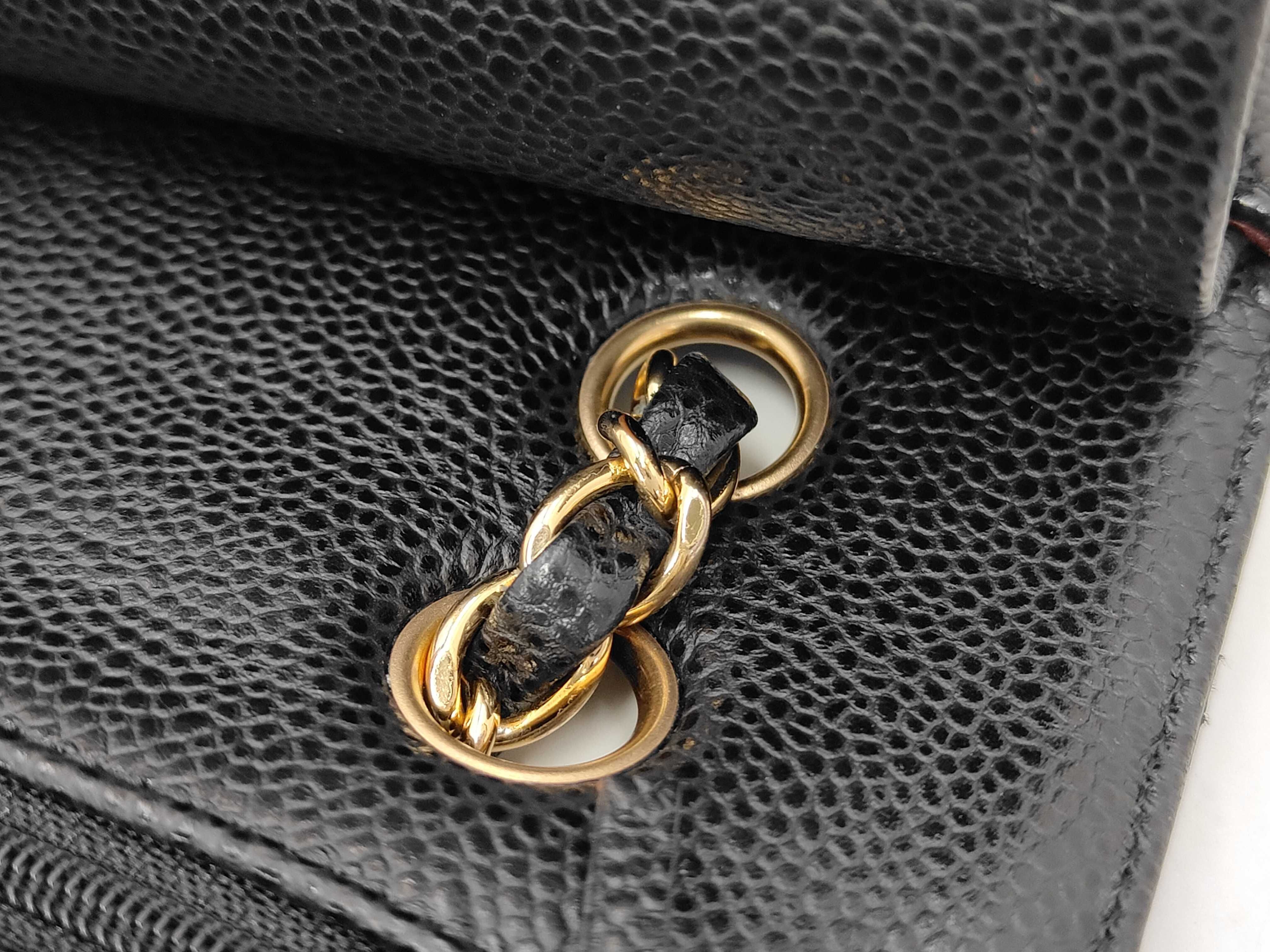 Caviar Skin Matelassé Double Flap Chain Shoulder Bag (Serial Number 24) with original seal and dust bag. — view 9