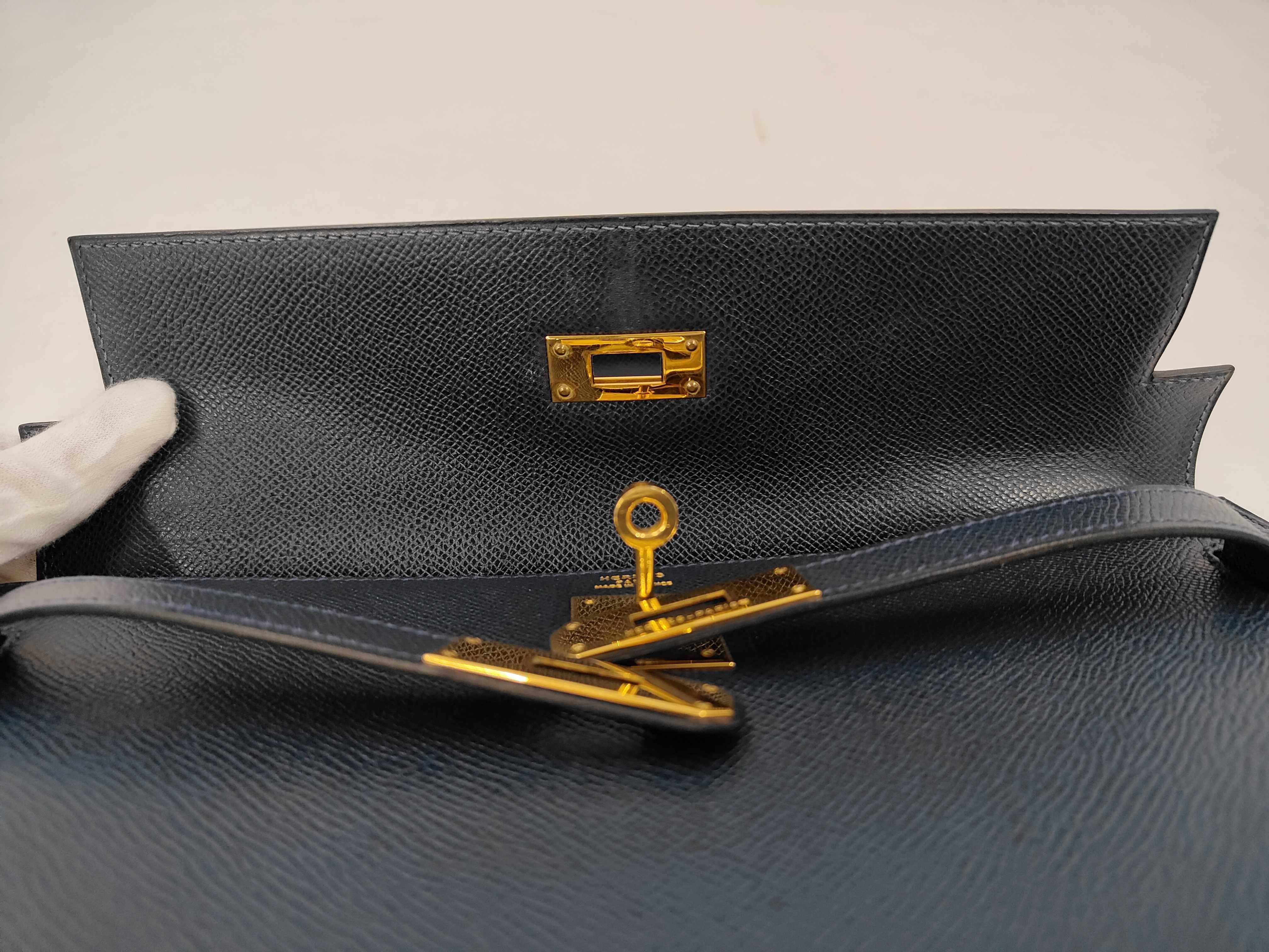 Kelly 32 Veau Epsom Blue Indigo GP W Stamp Handbag — view 8