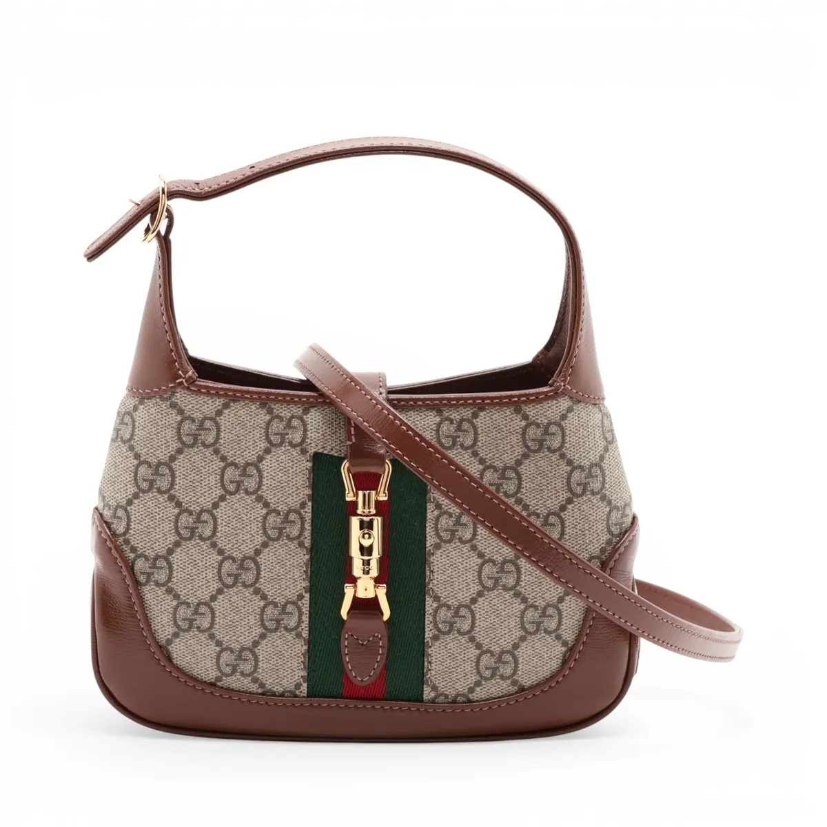 GG Supreme PVC x Leather Shoulder Bag, Beige x Brown