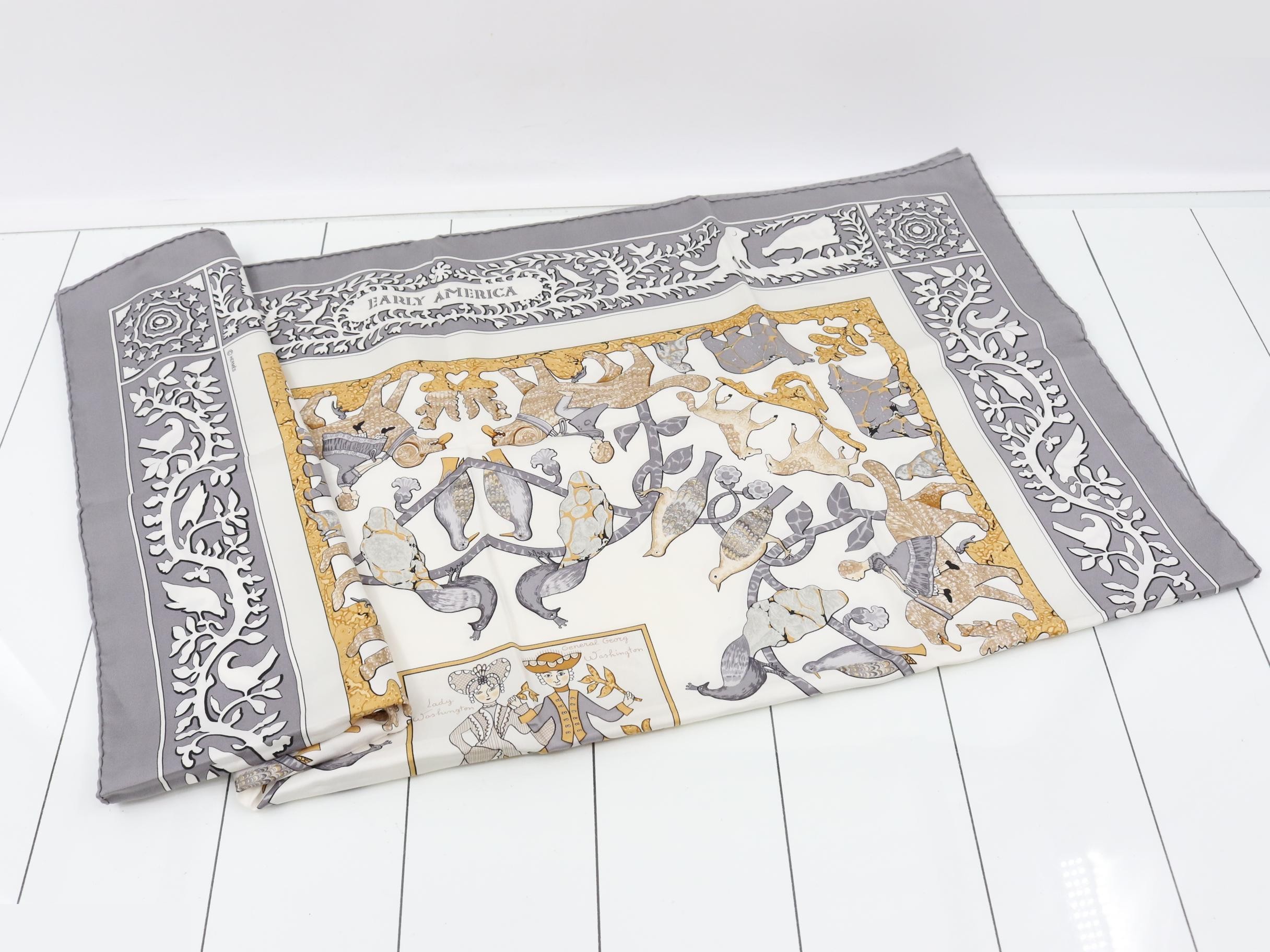 Carre 90, Gray, White, Silk — view 3