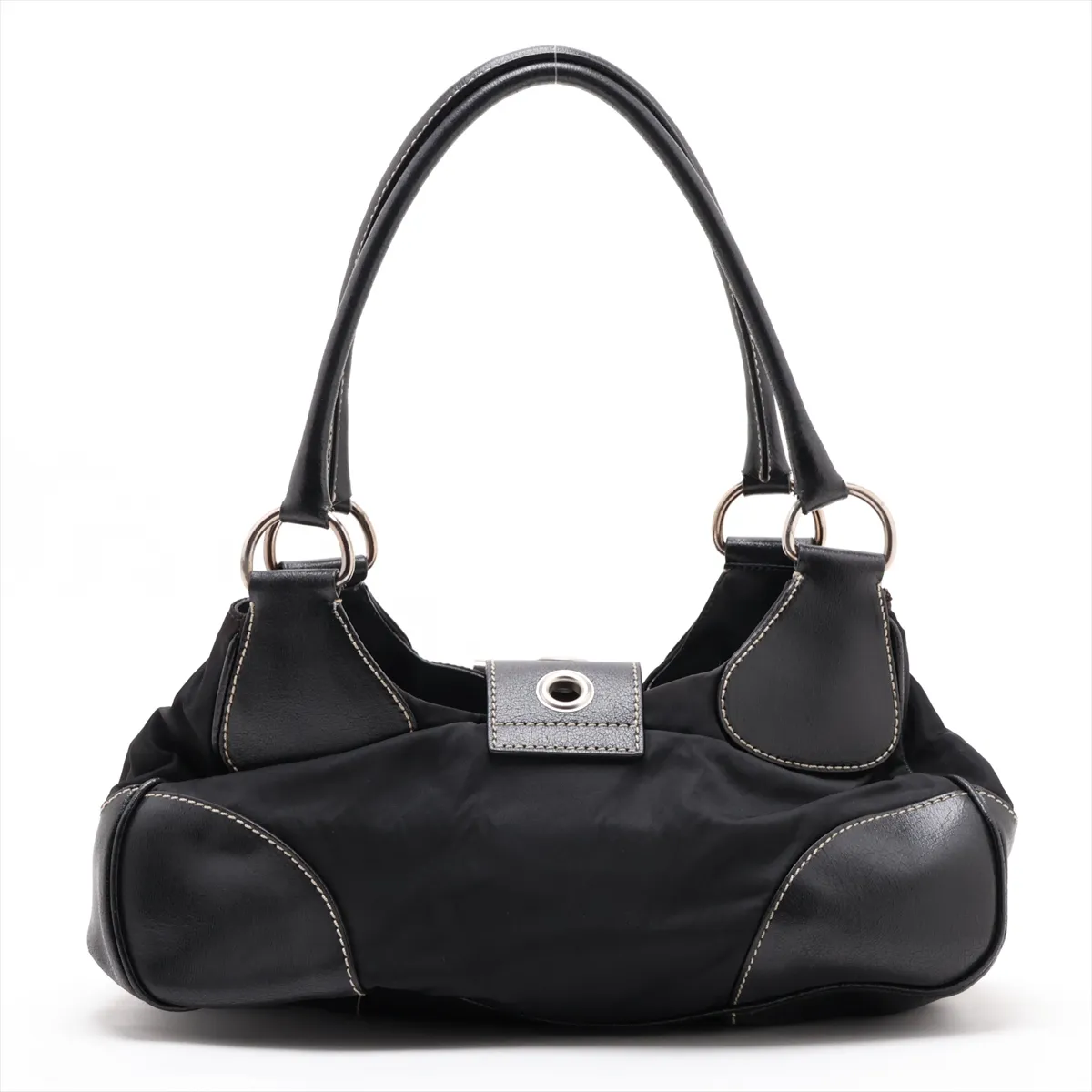 Tessuto Nylon x Leather Shoulder Bag, Black — view 2