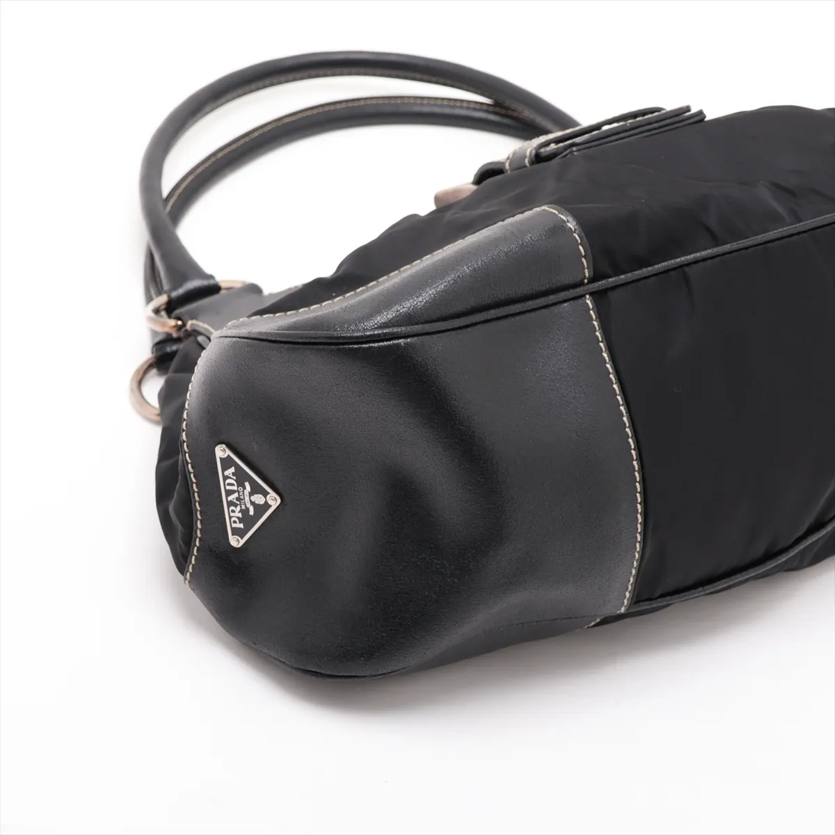 Tessuto Nylon x Leather Shoulder Bag, Black — view 4