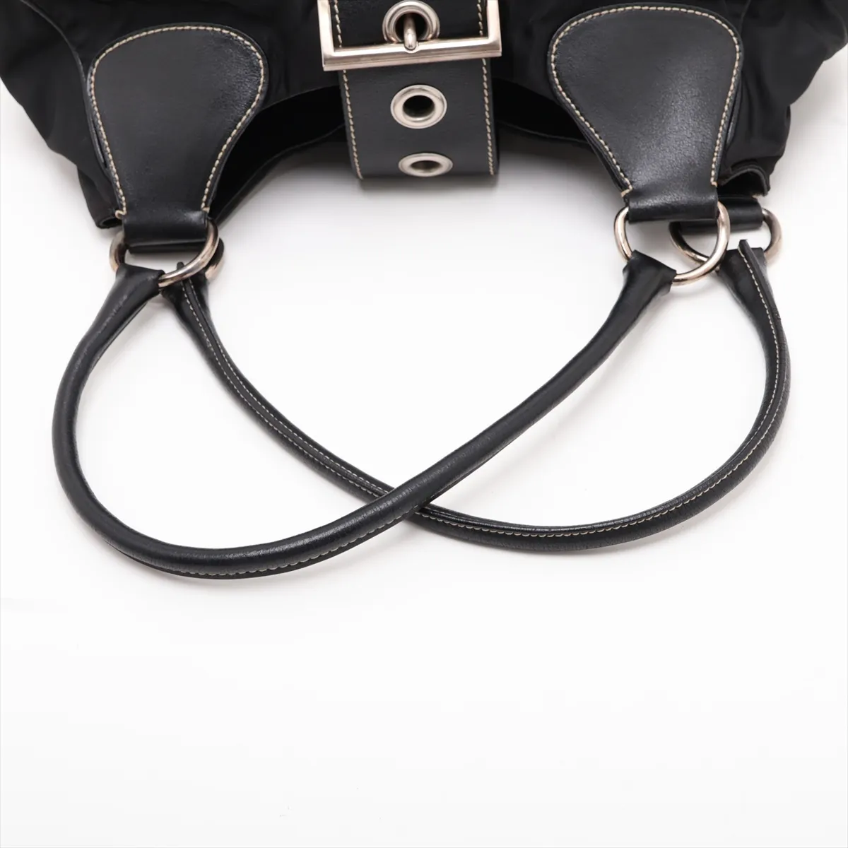 Tessuto Nylon x Leather Shoulder Bag, Black — view 5