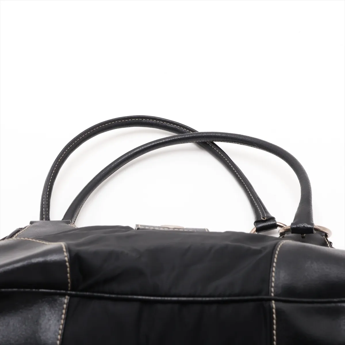 Tessuto Nylon x Leather Shoulder Bag, Black — view 6