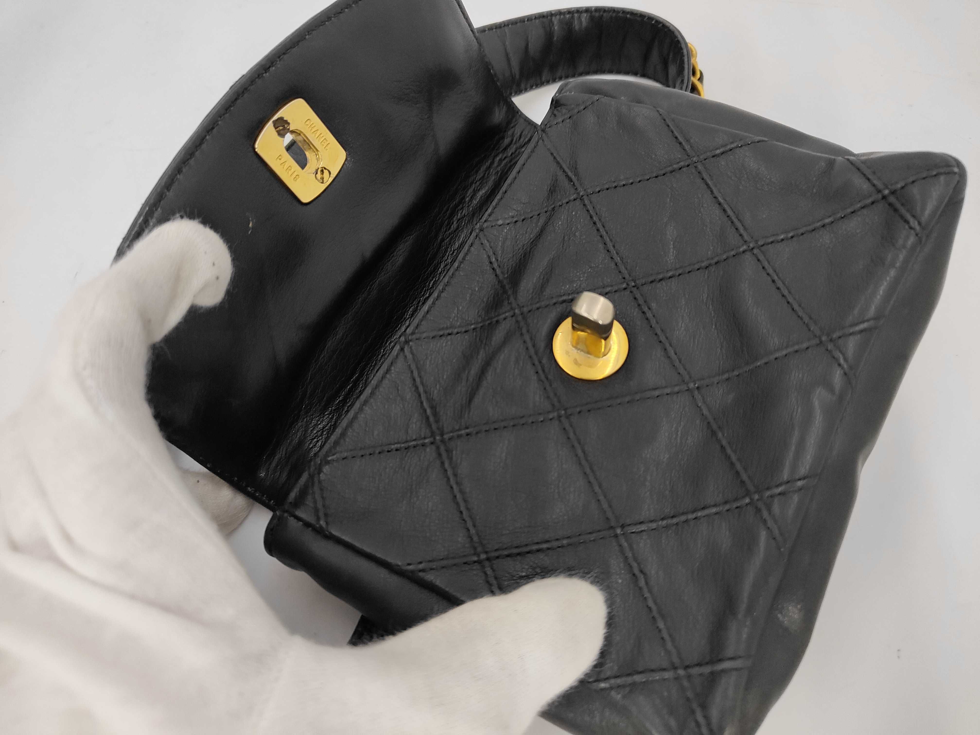 Mini Matelassé Lambskin Waist Pouch, Black with Gold Hardware — view 8