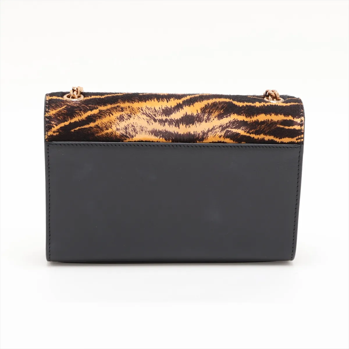 Classic Kate 469390 Calf Hair x Leather Chain Shoulder Bag Black x Brown — view 2