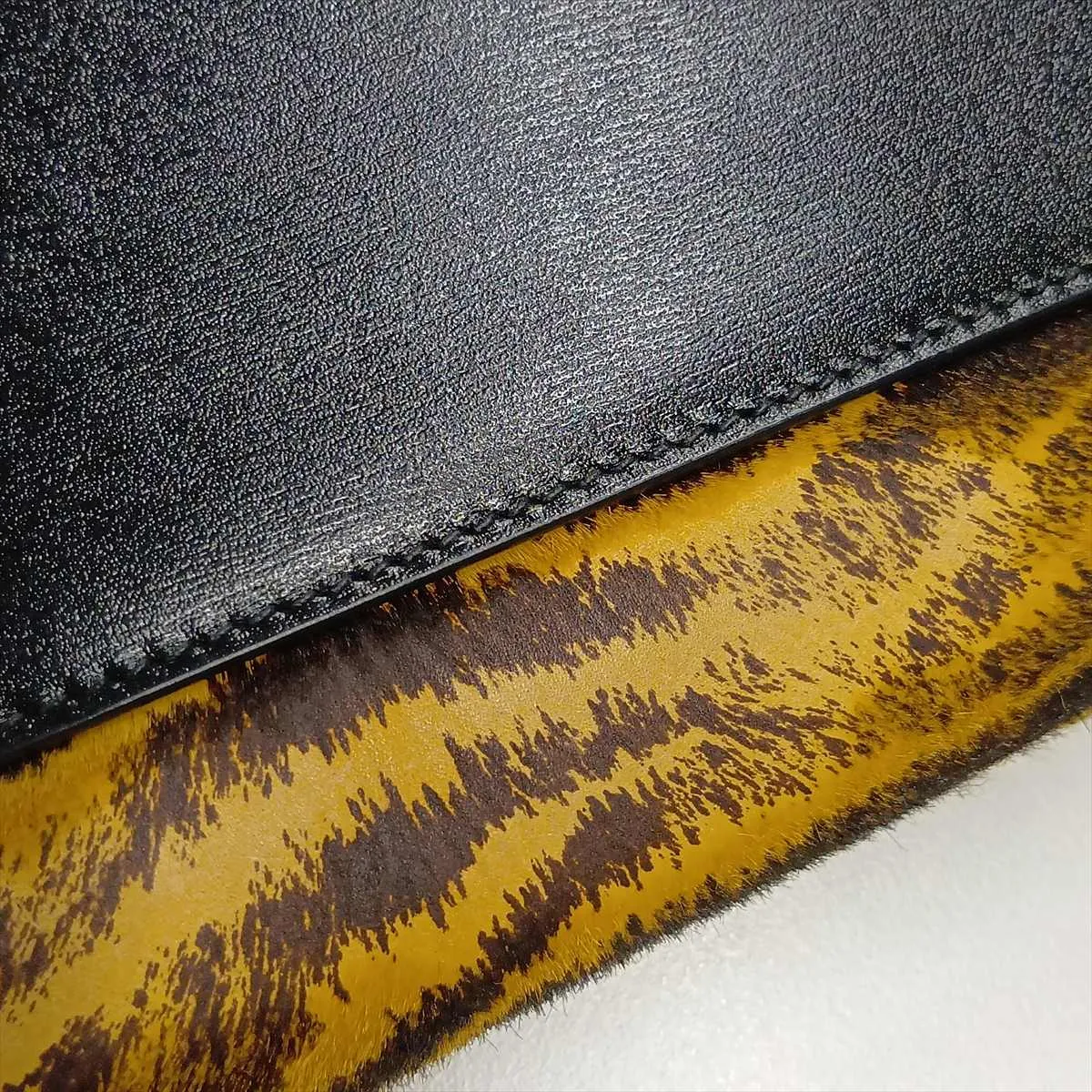 Classic Kate 469390 Calf Hair x Leather Chain Shoulder Bag Black x Brown — view 10