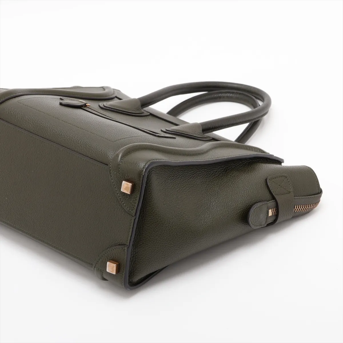 Luggage Micro Shopper Leather Handbag, Green — view 3