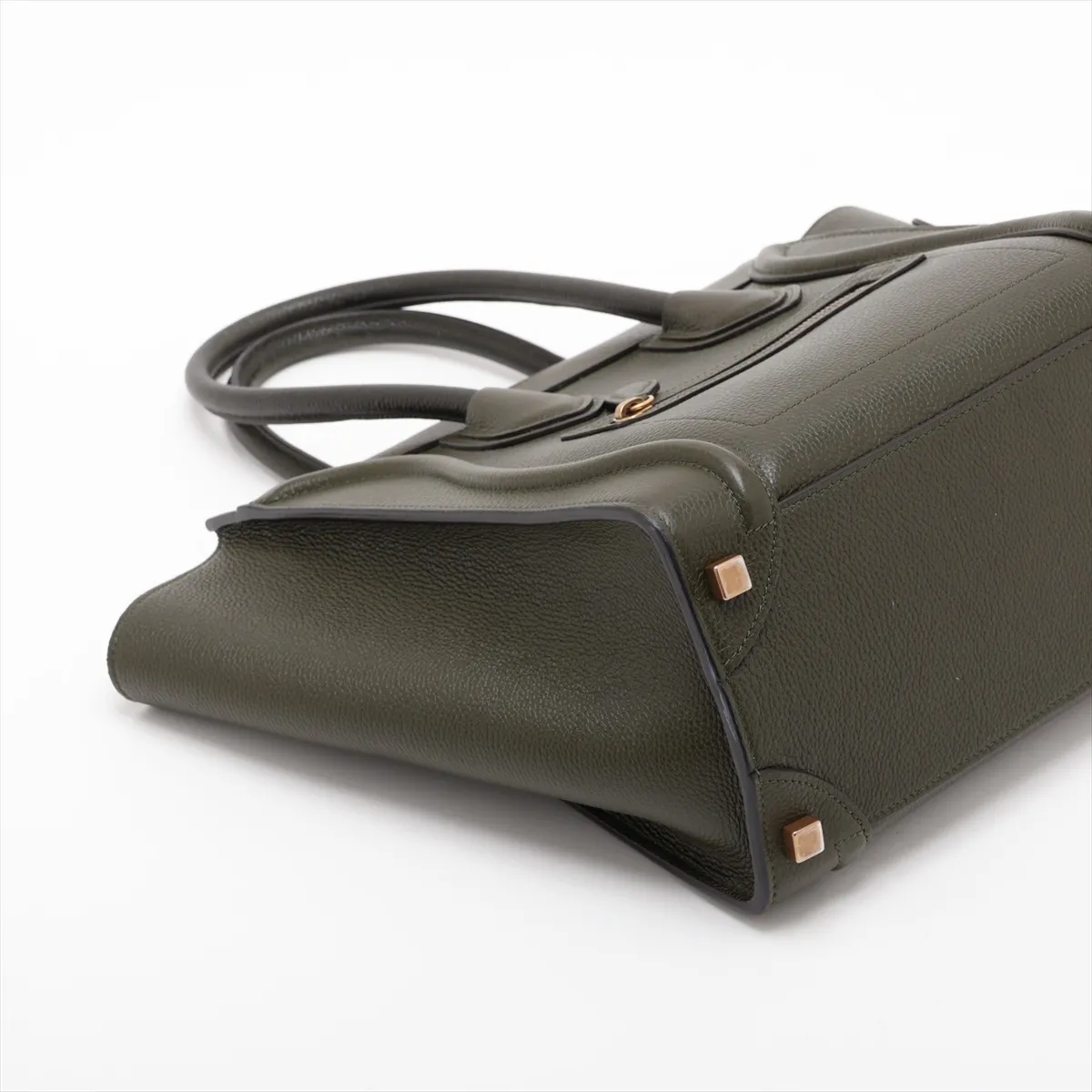 Luggage Micro Shopper Leather Handbag, Green — view 4