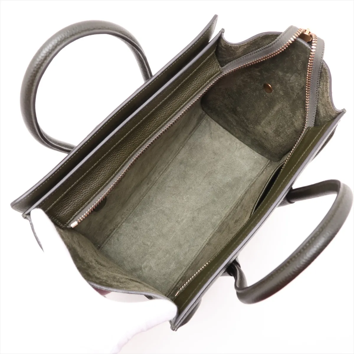 Luggage Micro Shopper Leather Handbag, Green — view 7