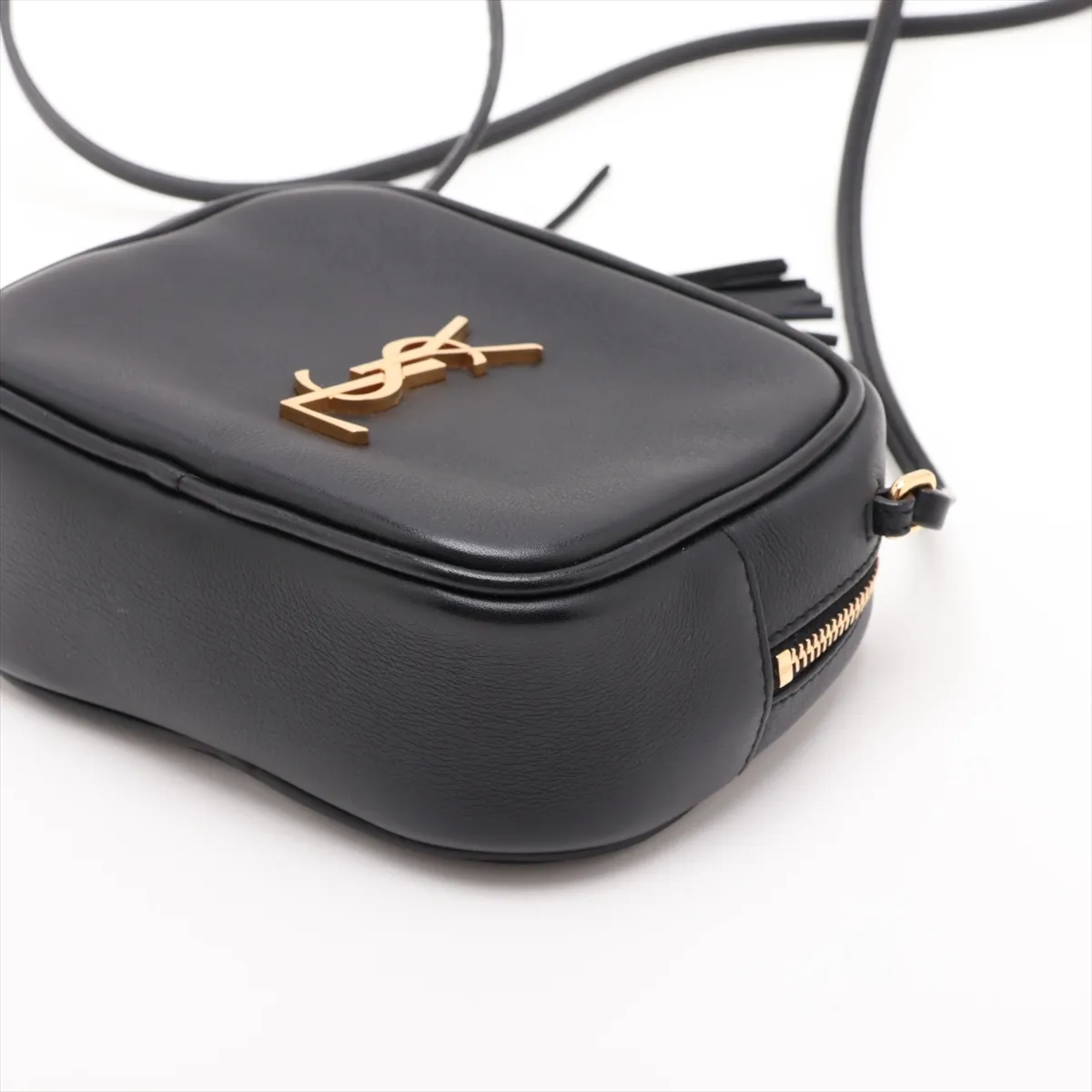 Blogger Leather Shoulder Bag, Black — view 3