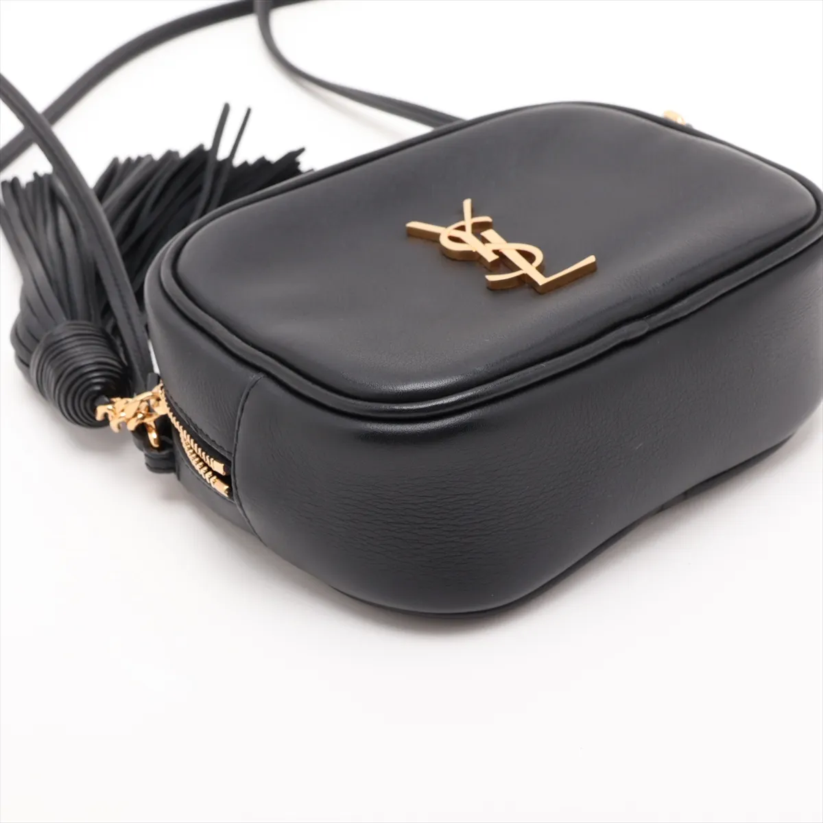 Blogger Leather Shoulder Bag, Black — view 4