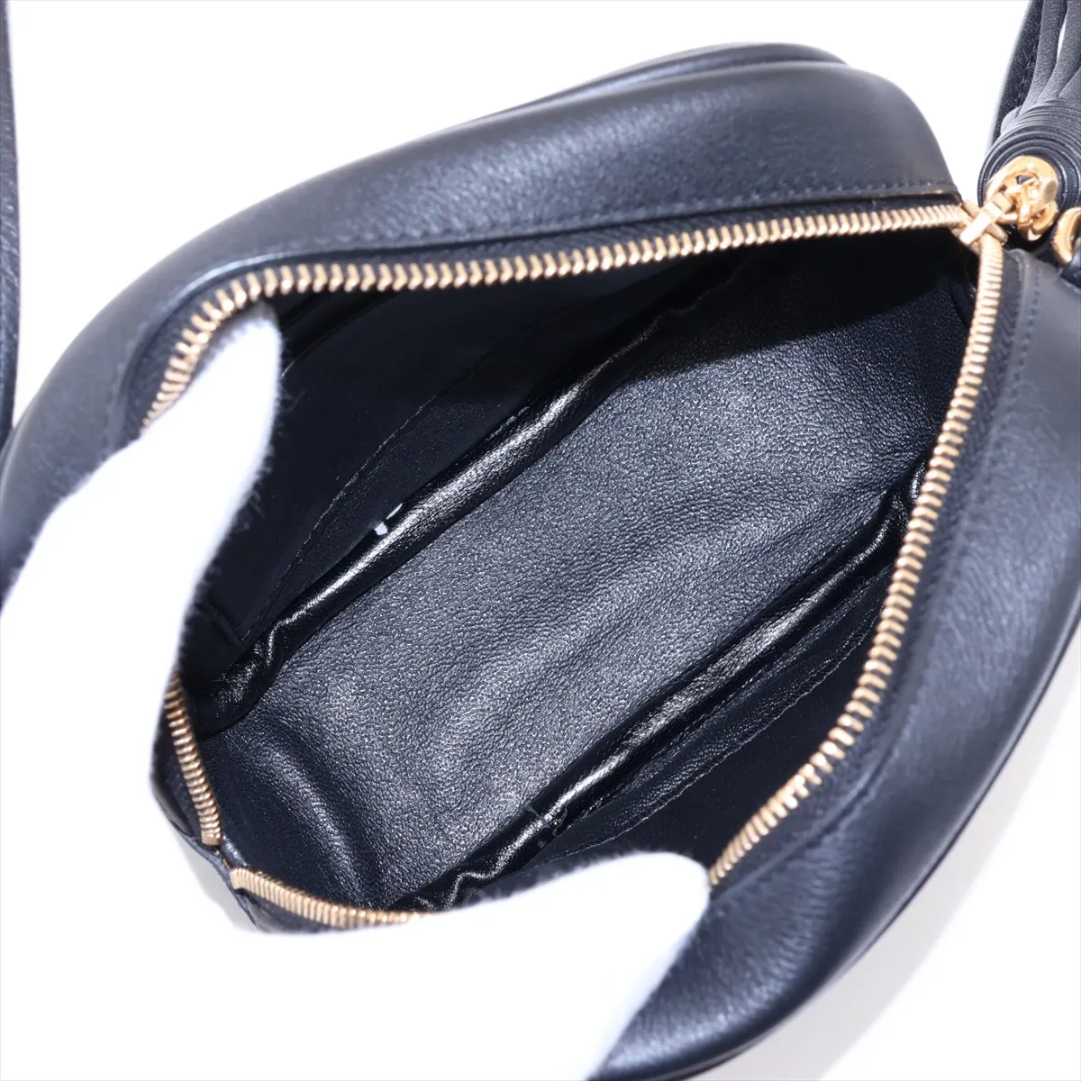 Blogger Leather Shoulder Bag, Black — view 6