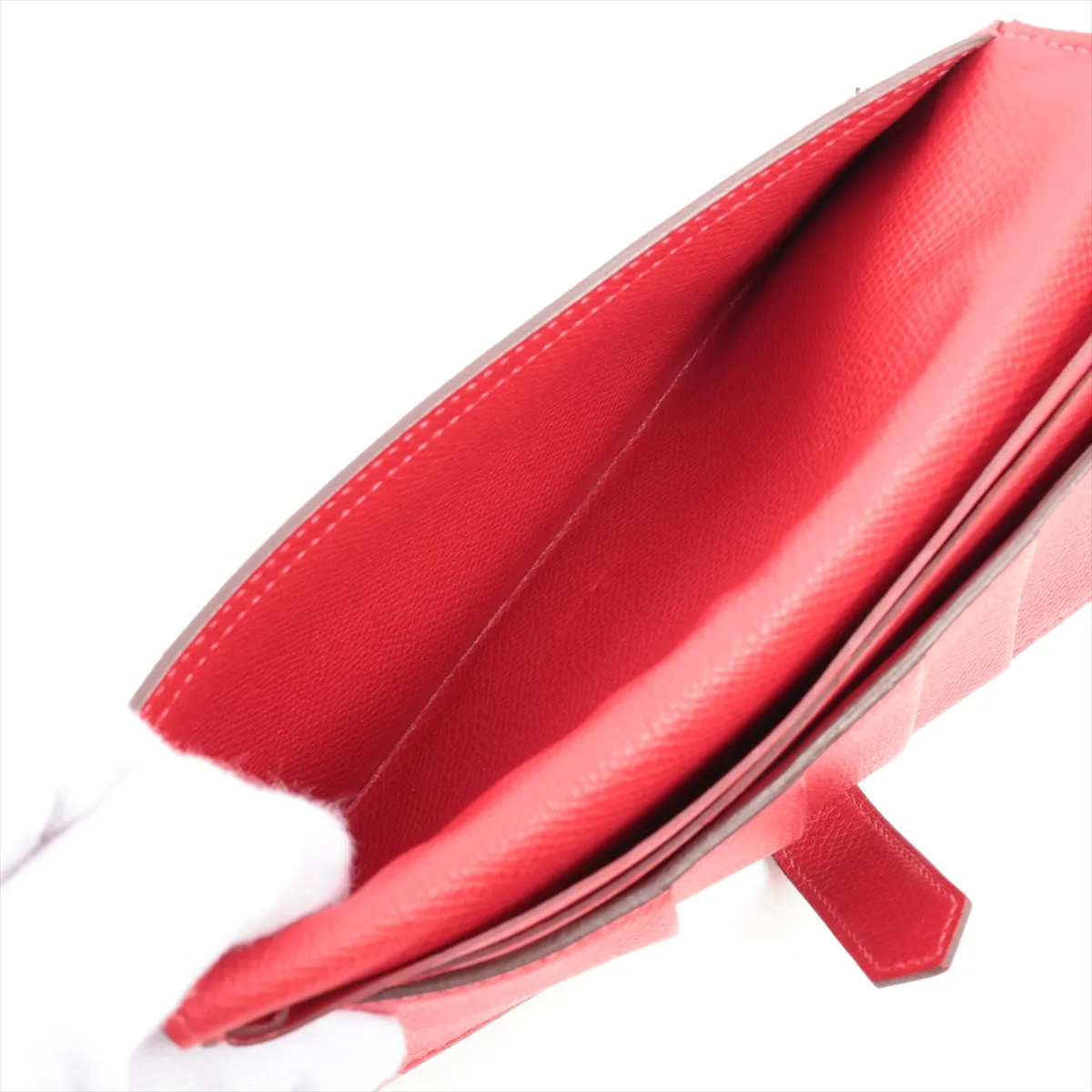 Bearn Soufflé Veau Epsom Long Wallet Rouge Casaque Silver Hardware P:2012 — view 4