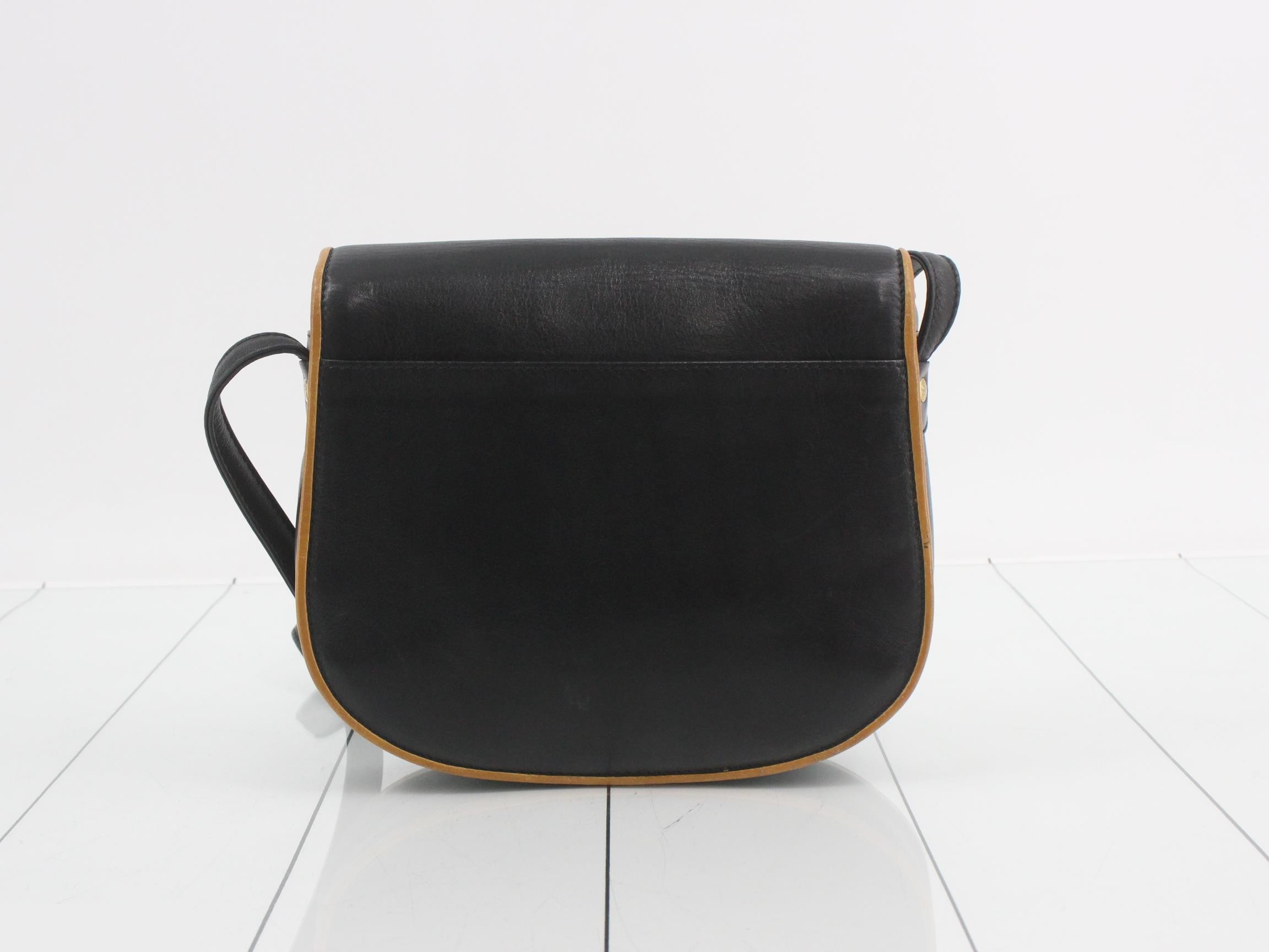 shoulder bag, leather, black x beige — view 2