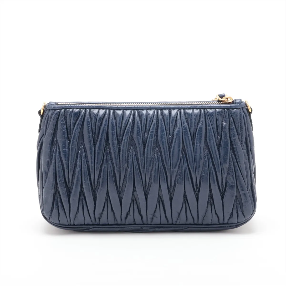 Matelassé RR1892 Leather Shoulder Bag, Navy — view 2