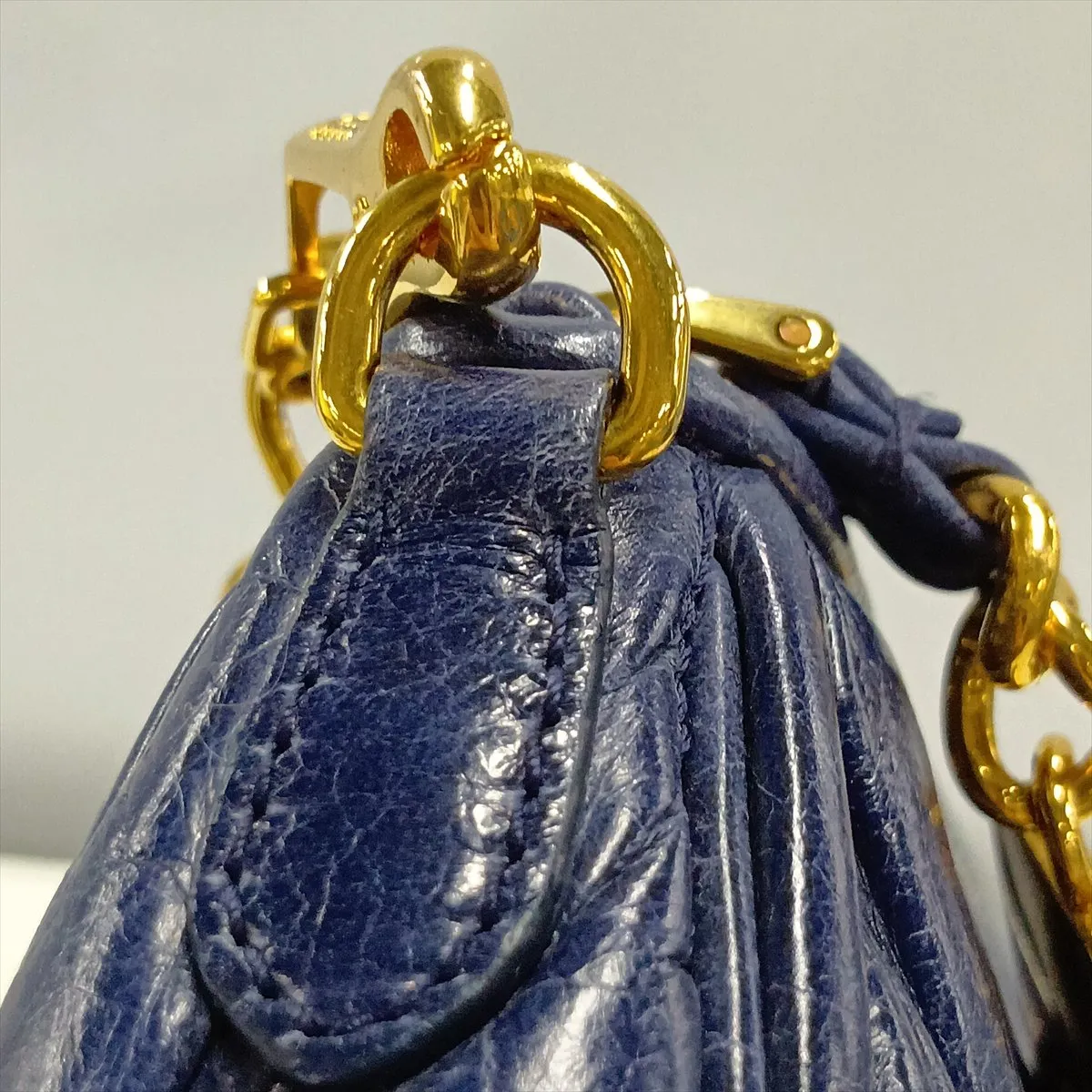 Matelassé RR1892 Leather Shoulder Bag, Navy — view 12