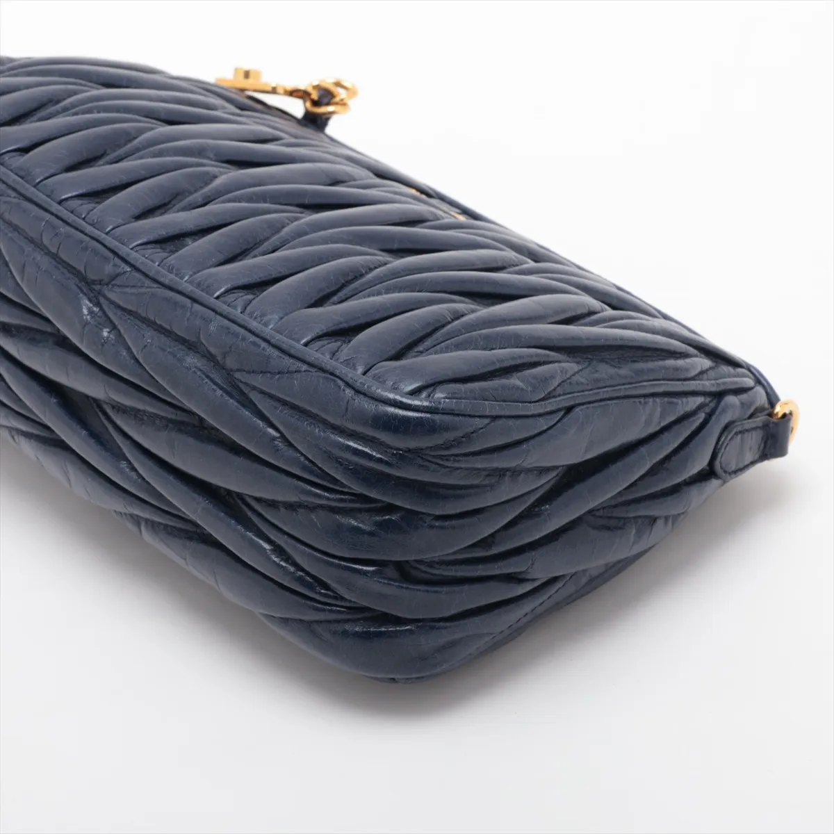 Matelassé RR1892 Leather Shoulder Bag, Navy — view 3