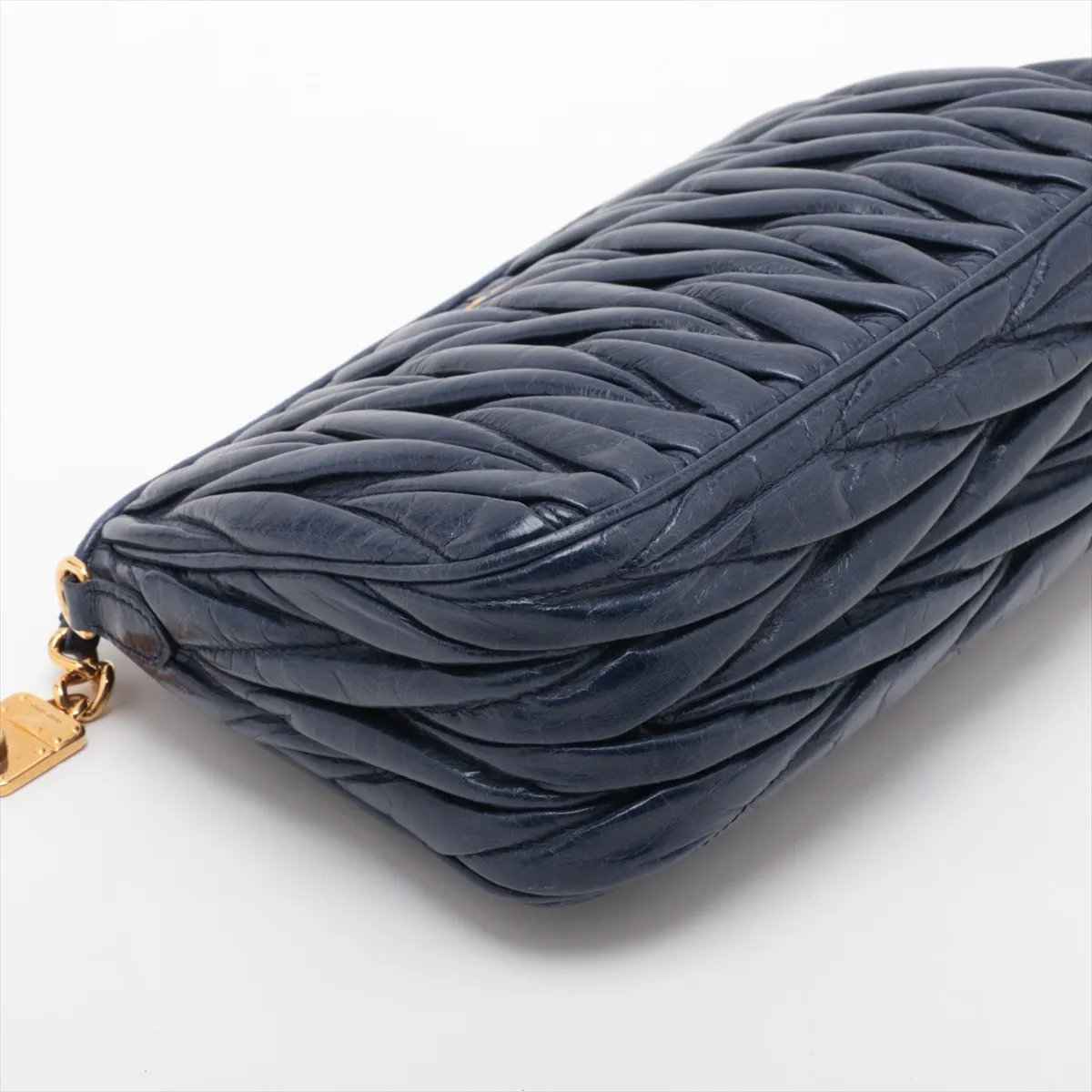 Matelassé RR1892 Leather Shoulder Bag, Navy — view 4