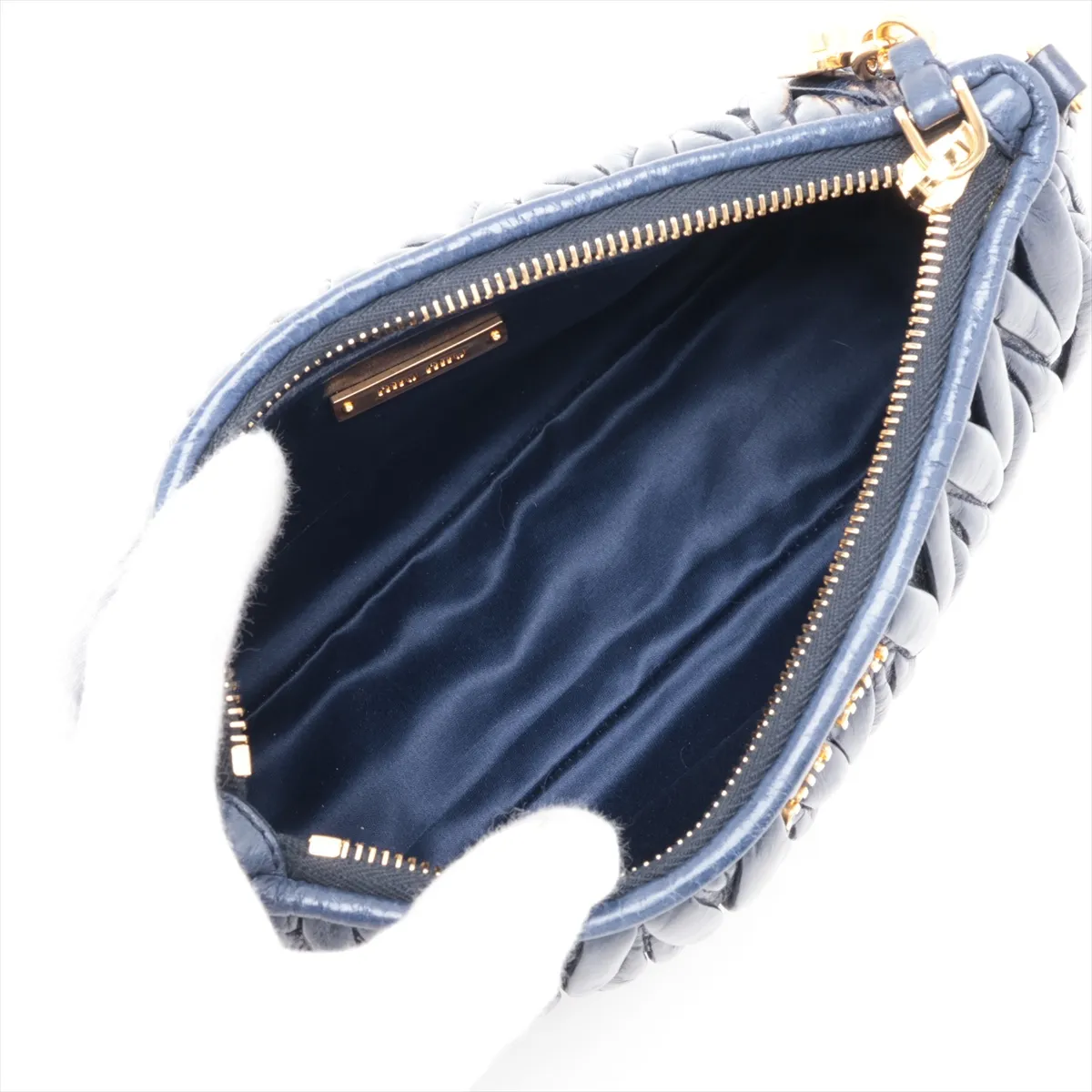 Matelassé RR1892 Leather Shoulder Bag, Navy — view 6