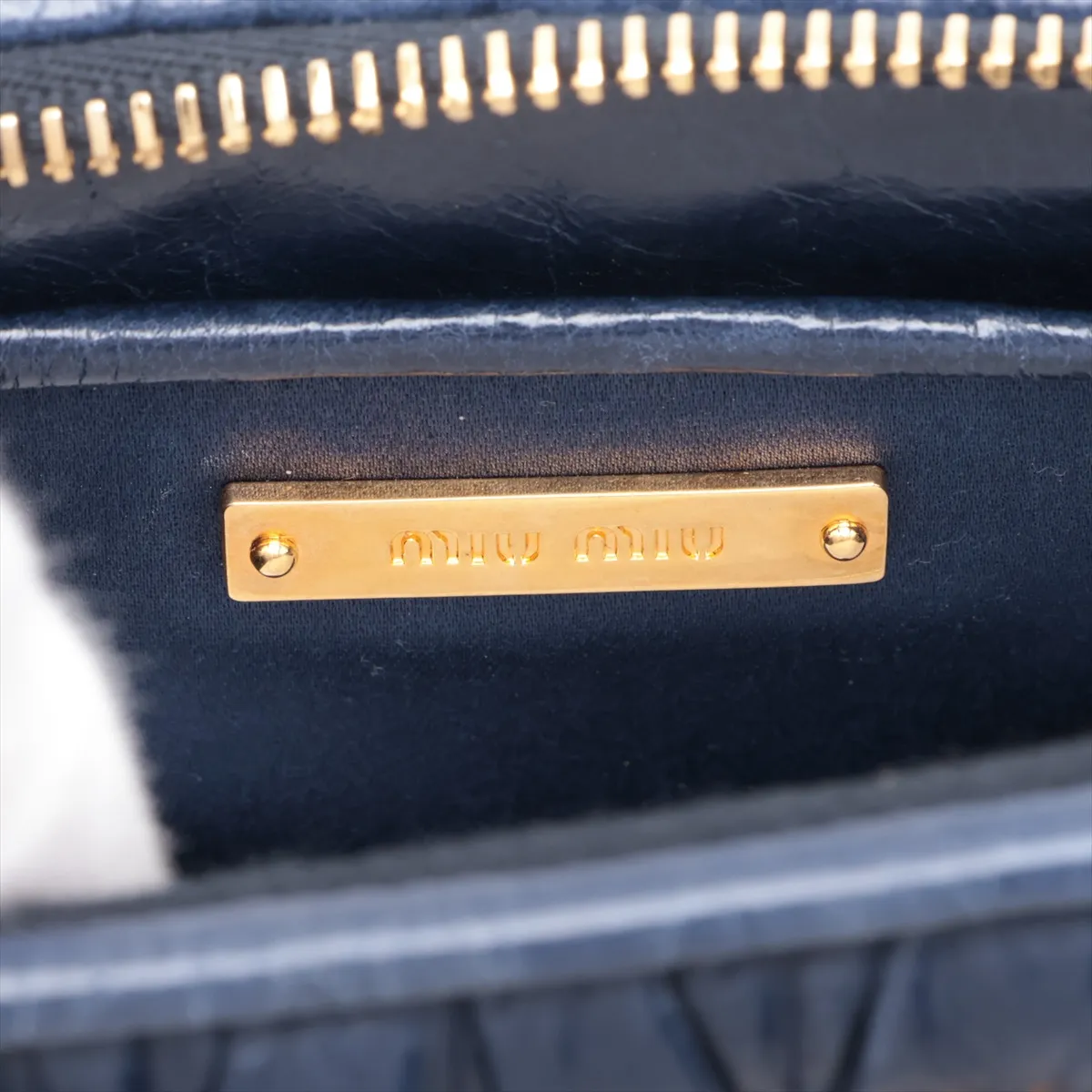 Matelassé RR1892 Leather Shoulder Bag, Navy — view 8