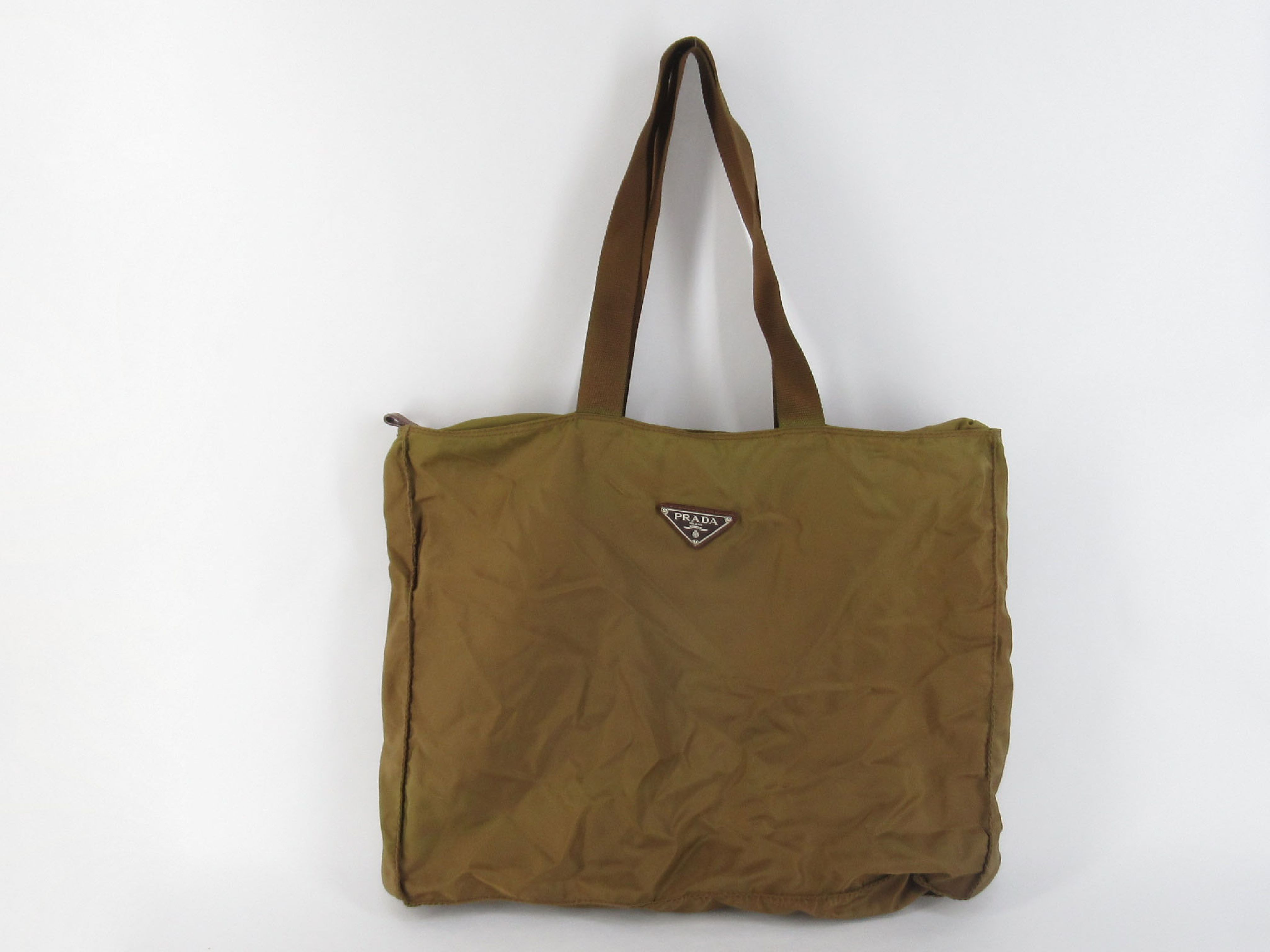 Nylon Prada Yellow Brown Tote Bag
