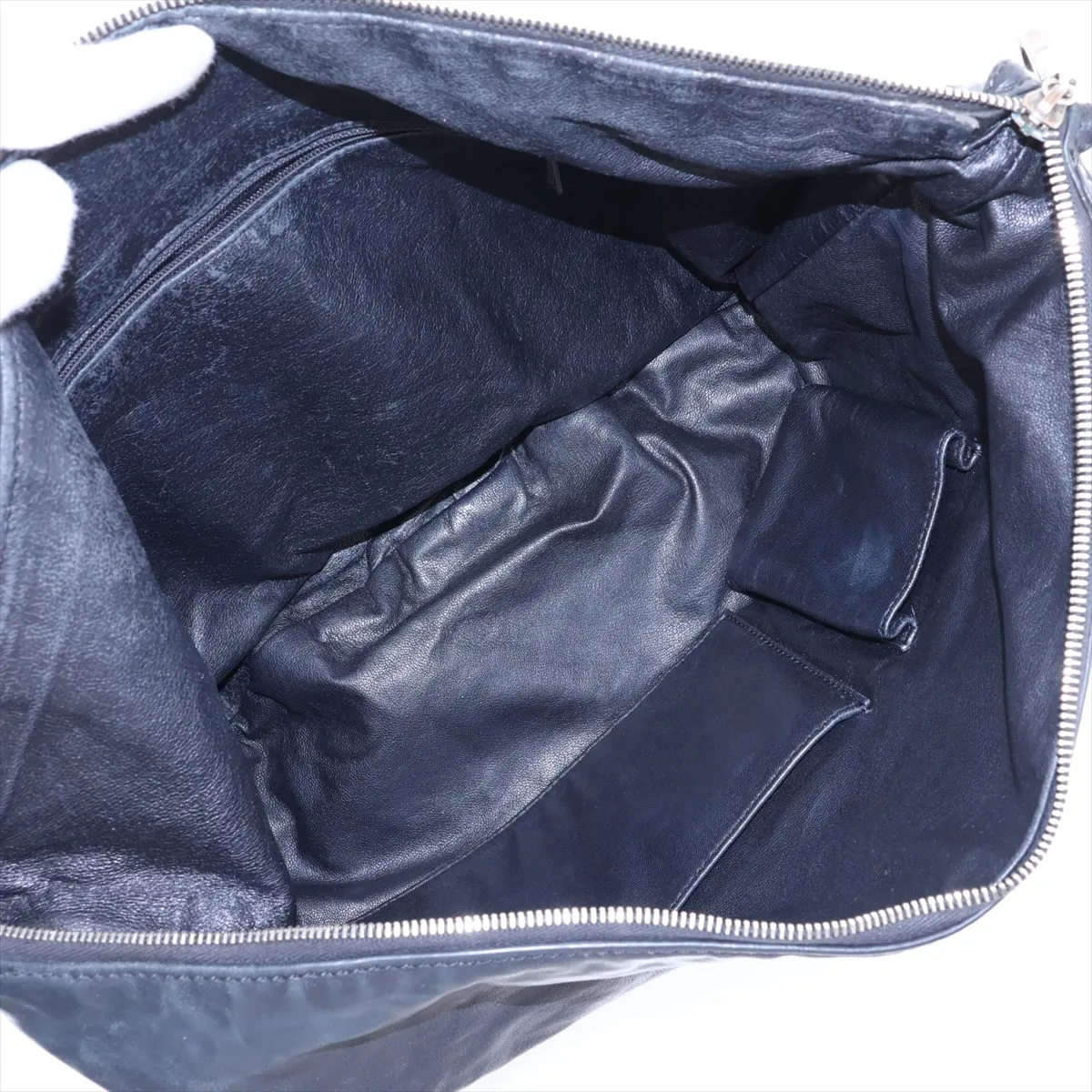 Coco Mark Leather Chain Shoulder Bag, Black with Silver Hardware — view 6