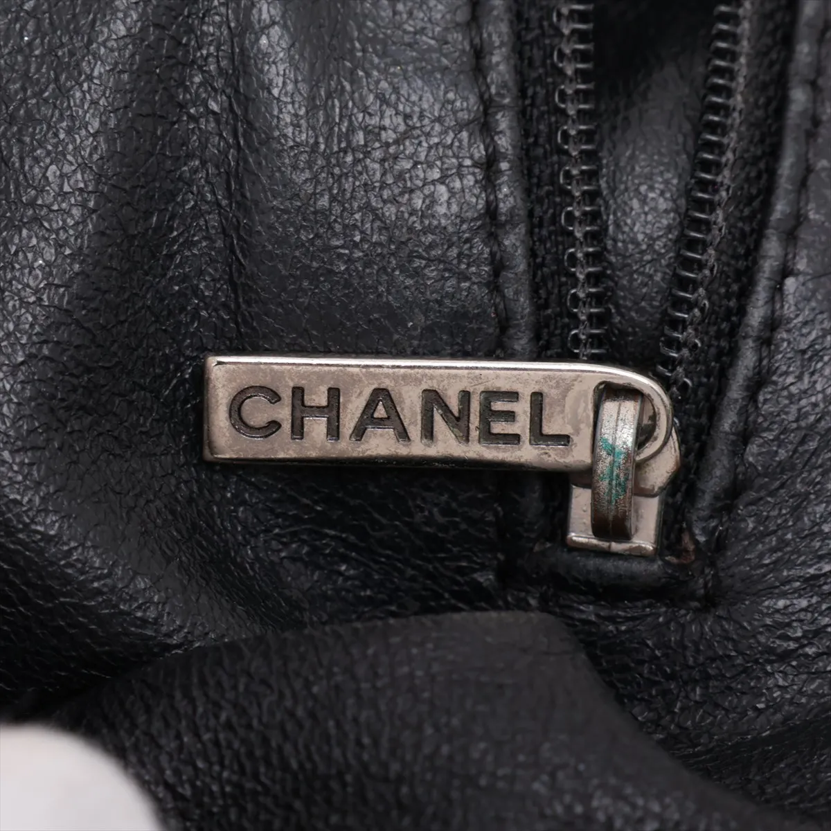 Coco Mark Leather Chain Shoulder Bag, Black with Silver Hardware — view 10