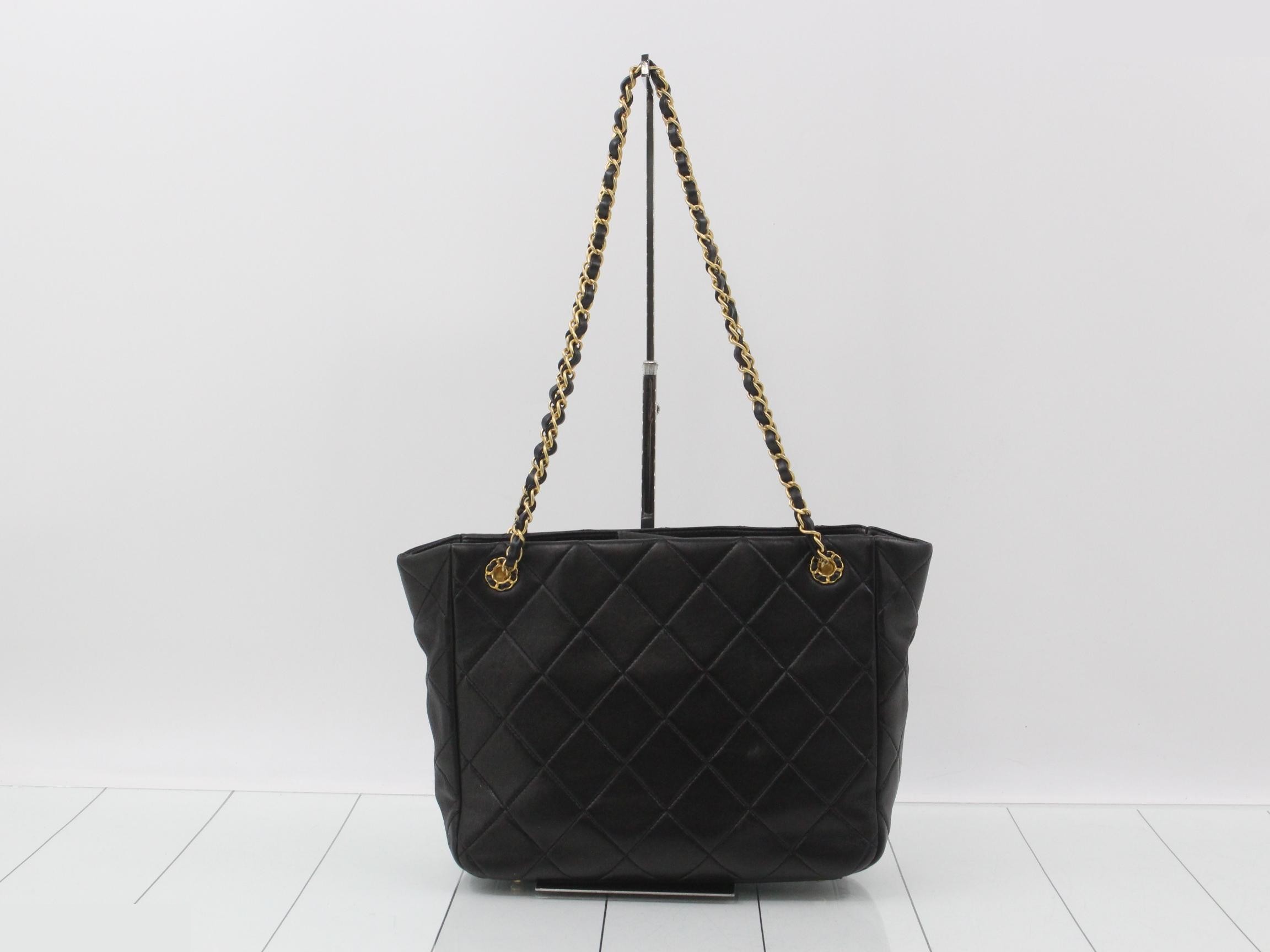 19 Leather Coco Mark Chain Tote Bag, Black — view 2