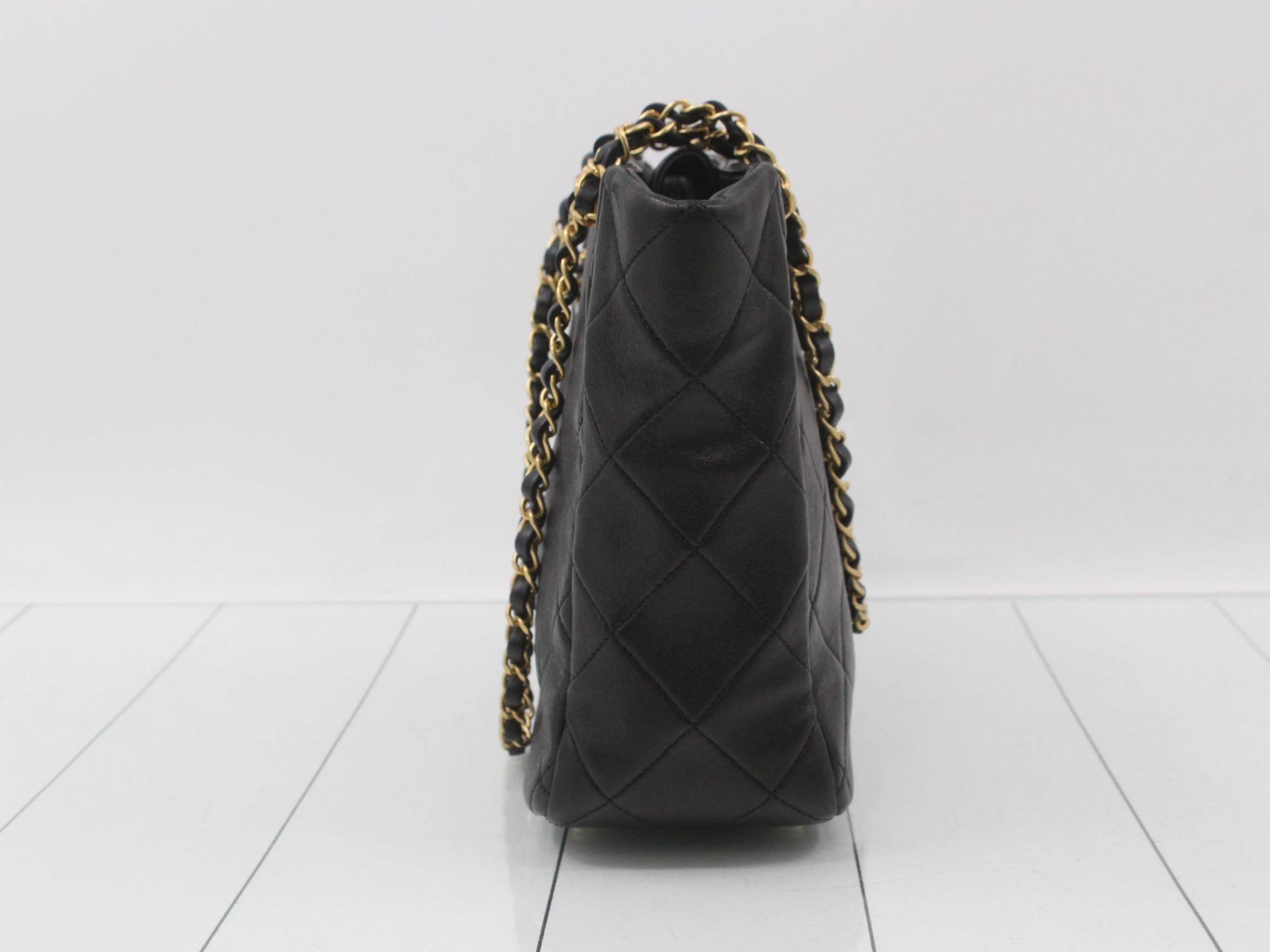 19 Leather Coco Mark Chain Tote Bag, Black — view 3
