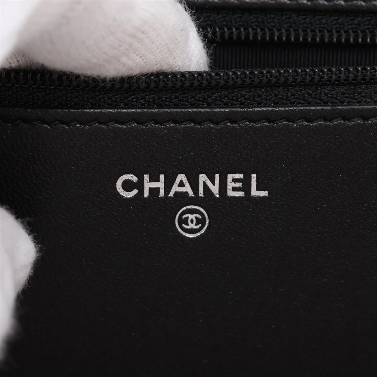 Coco Mark Lambskin Chain Wallet, Black with Silver Hardware, 18640146, Serial Number 18 — view 11